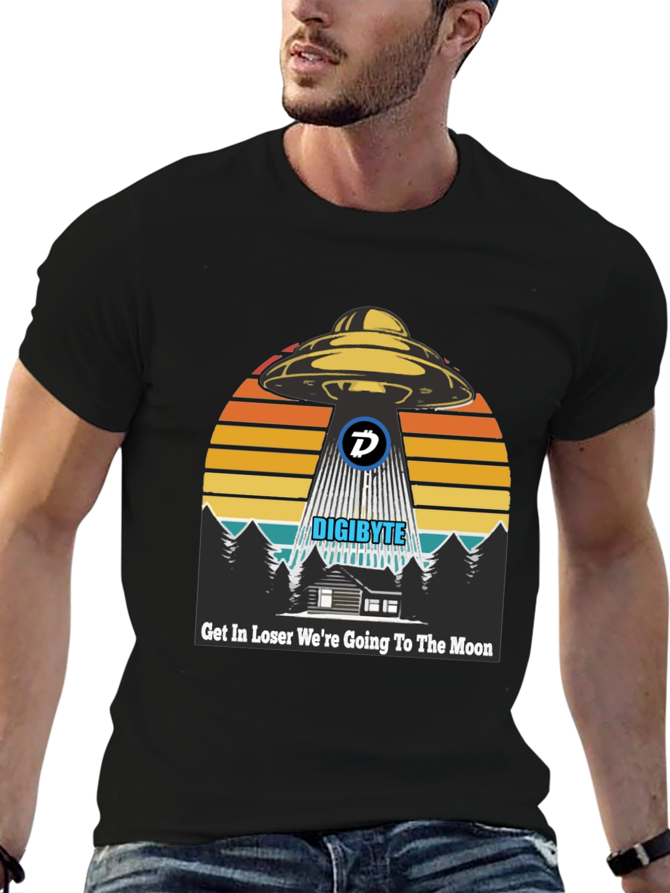 Black Digibyte UFO Abduction T-Shirt - Crypto Humor Tee view 6