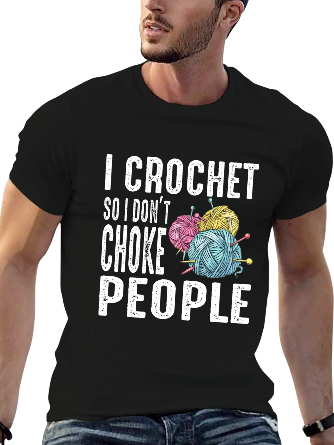 Black I Crochet So I Don't Choke People T-Shirt view 6