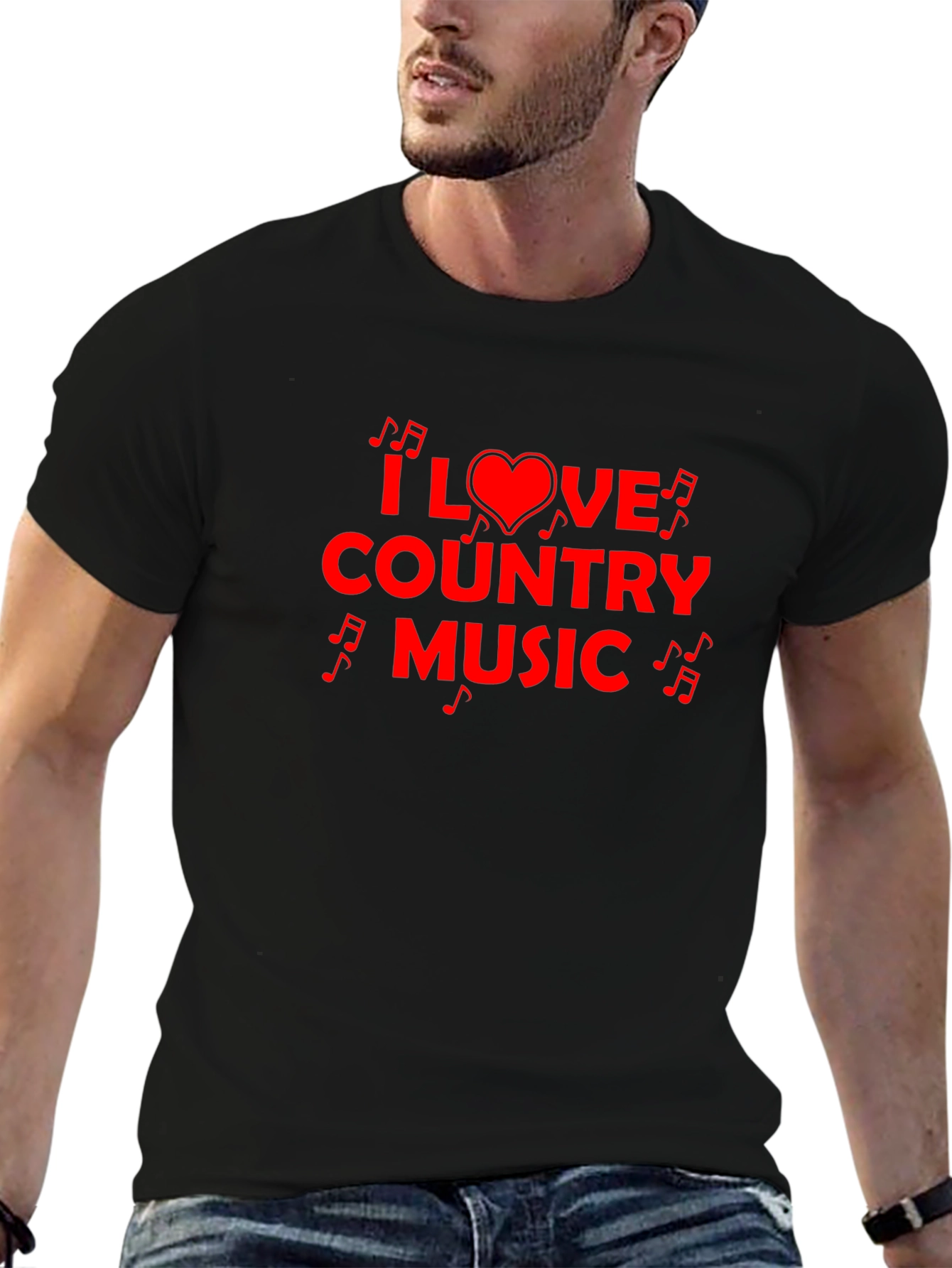Black I Love Country Music T-Shirt view 6