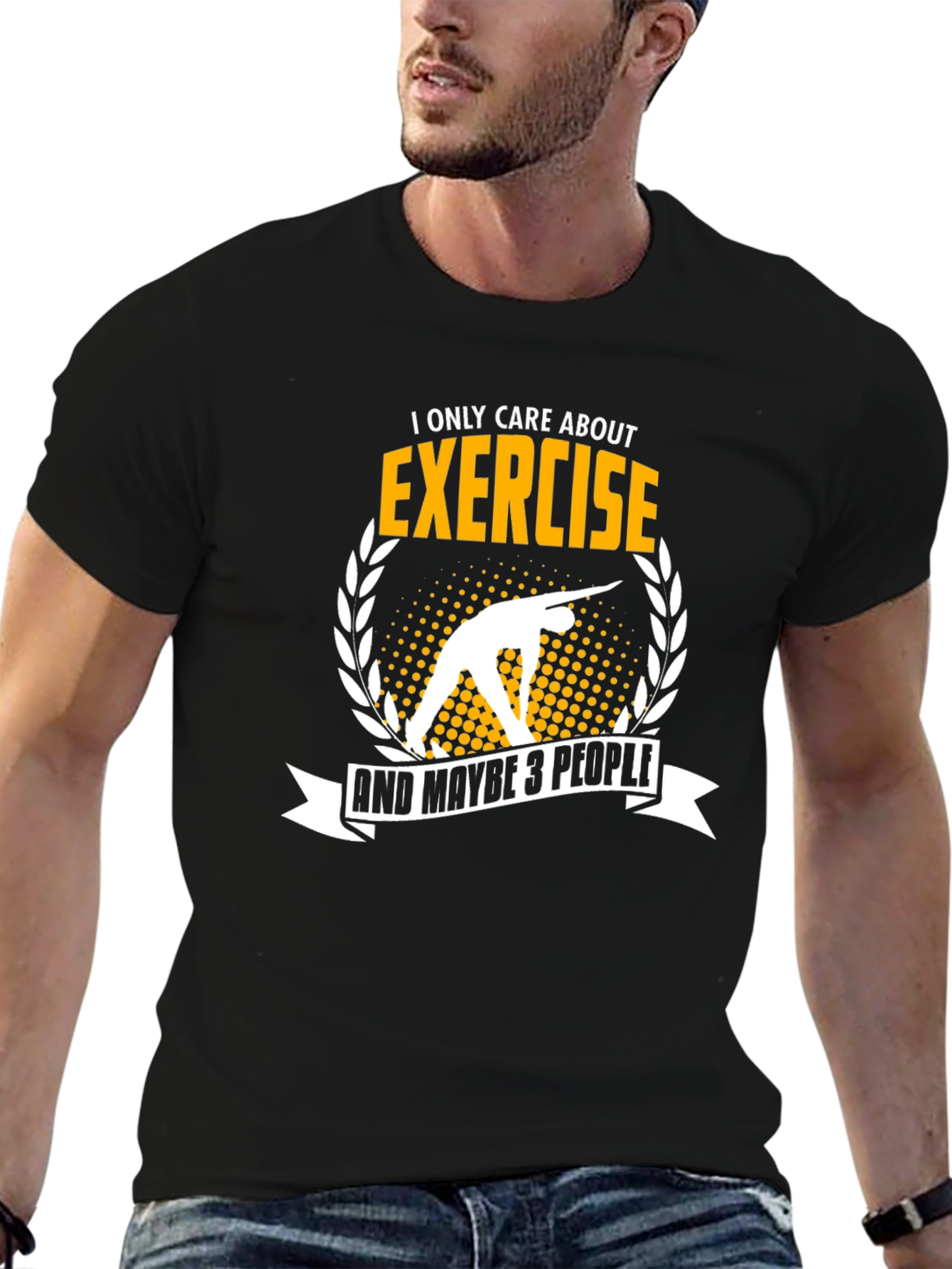 Black Exercise Lover T-Shirt: Funny Gym Workout Tee view 6