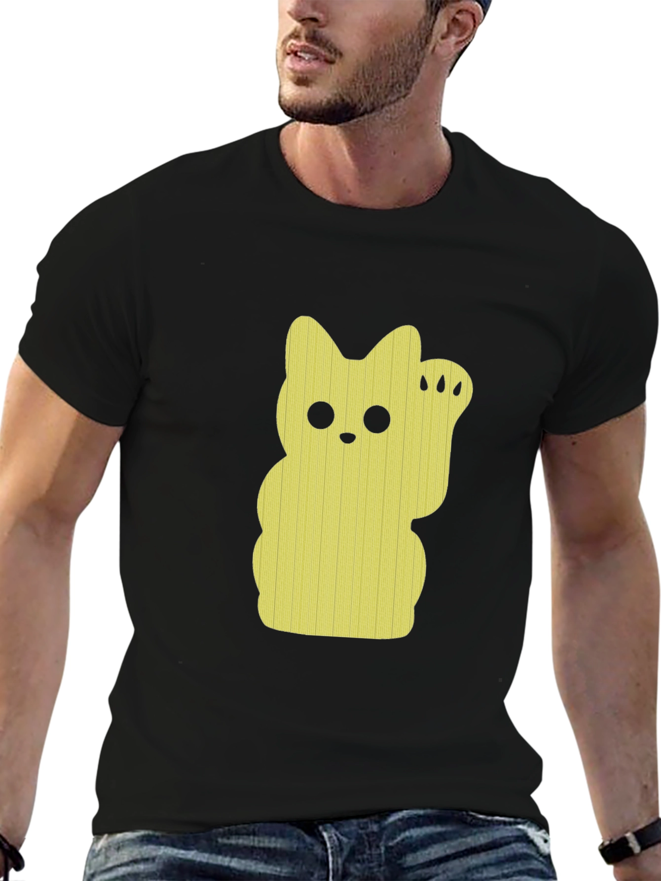 Black Lucky Cat Graphic Tee - Black view 6