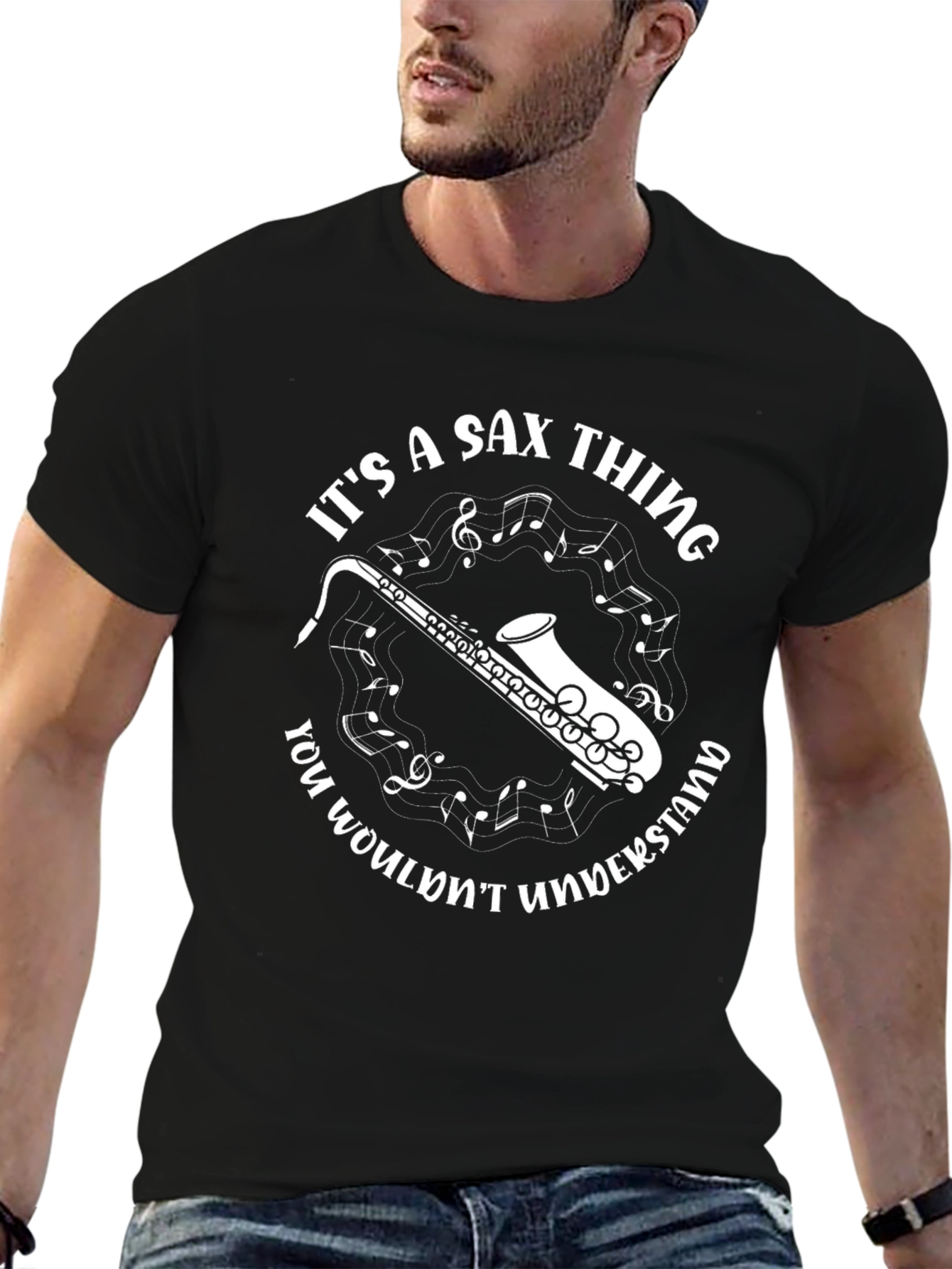 Black It's A Sax Thing - Saxophone Music T-Shirt view 6