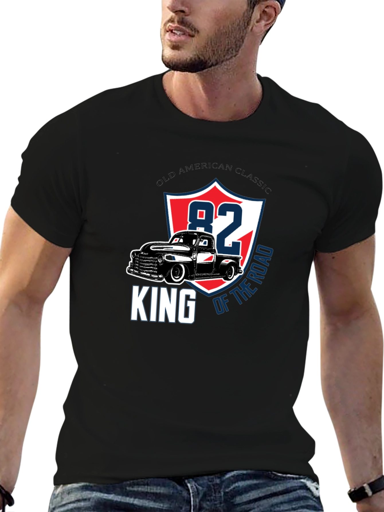Black Old American Classic Truck Tee - King of the Road view 6