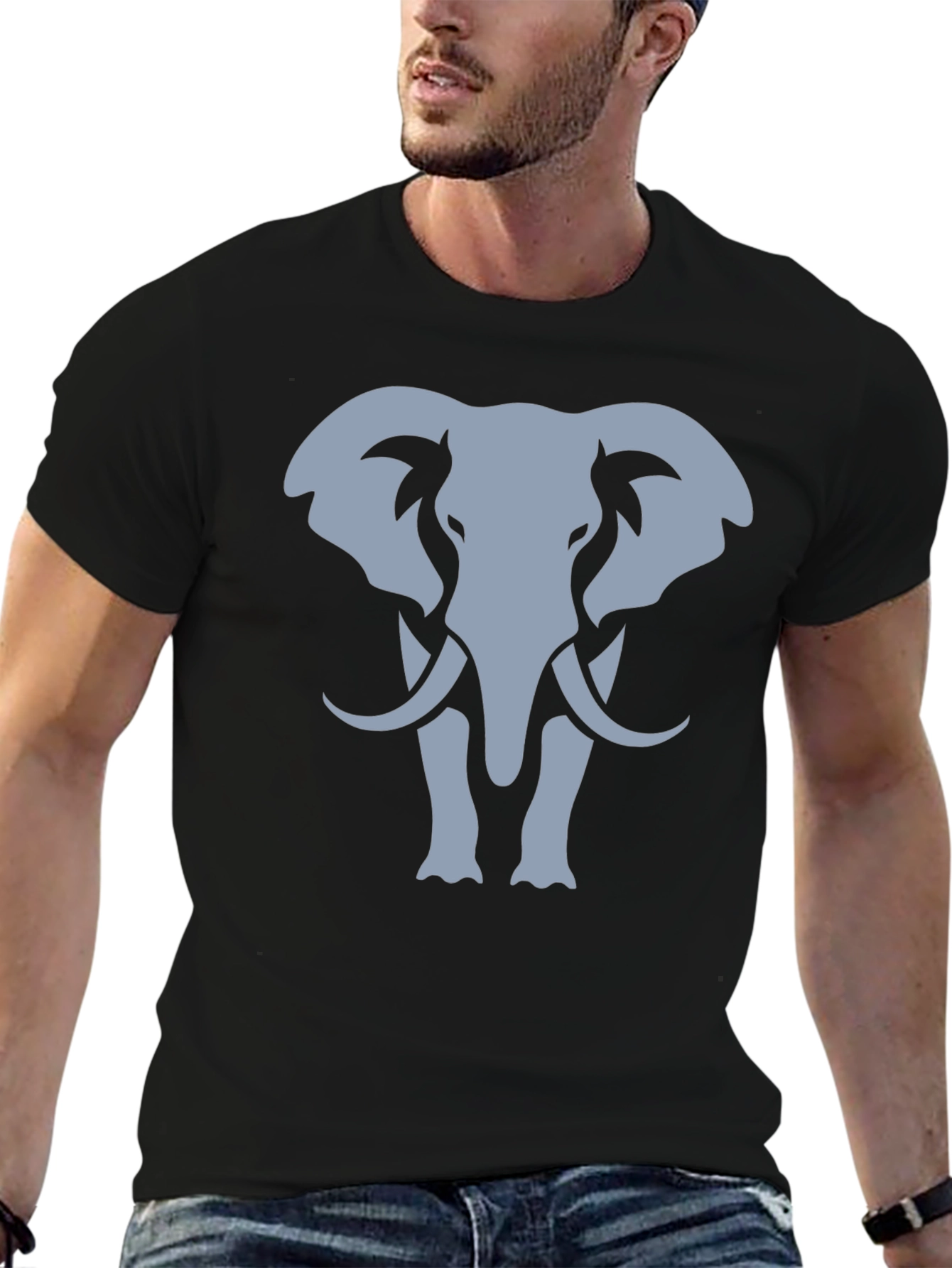 Black Elephant Graphic T-Shirt - Black Cotton Tee view 6