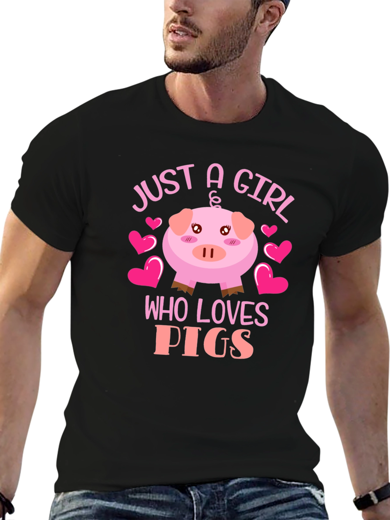 Black Just a Girl Who Loves Pigs Graphic Tee view 6