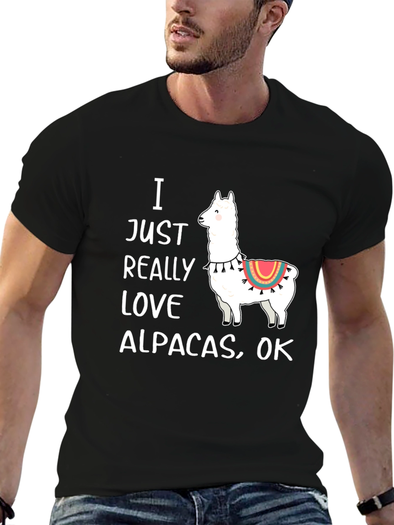 Black I Love Alpacas Graphic T-Shirt -  Funny Alpaca Tee view 6