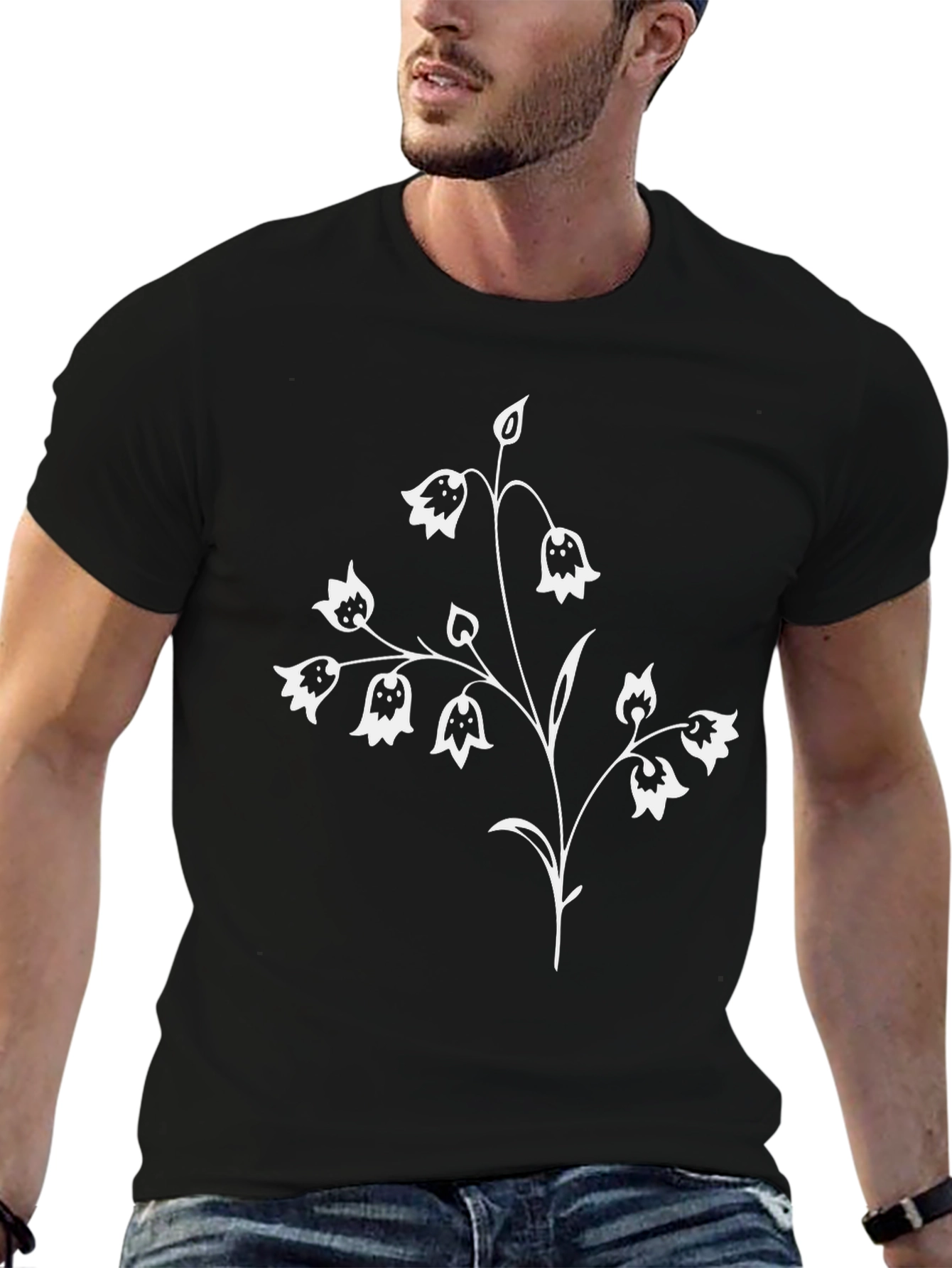 Black Floral Graphic Tee - Black Short Sleeve view 6