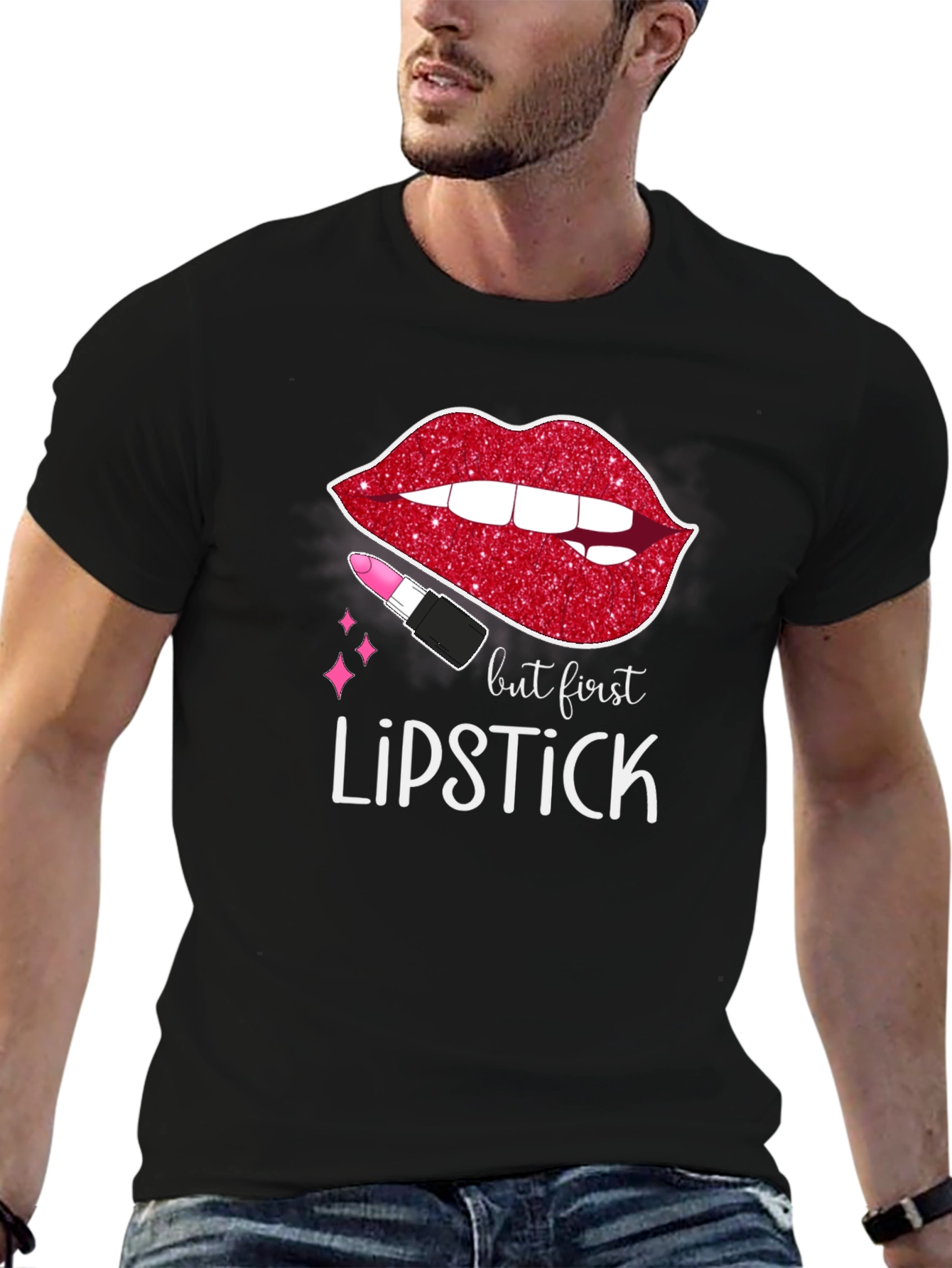 Black But First Lipstick Graphic Tee - Stylish & Trendy view 6