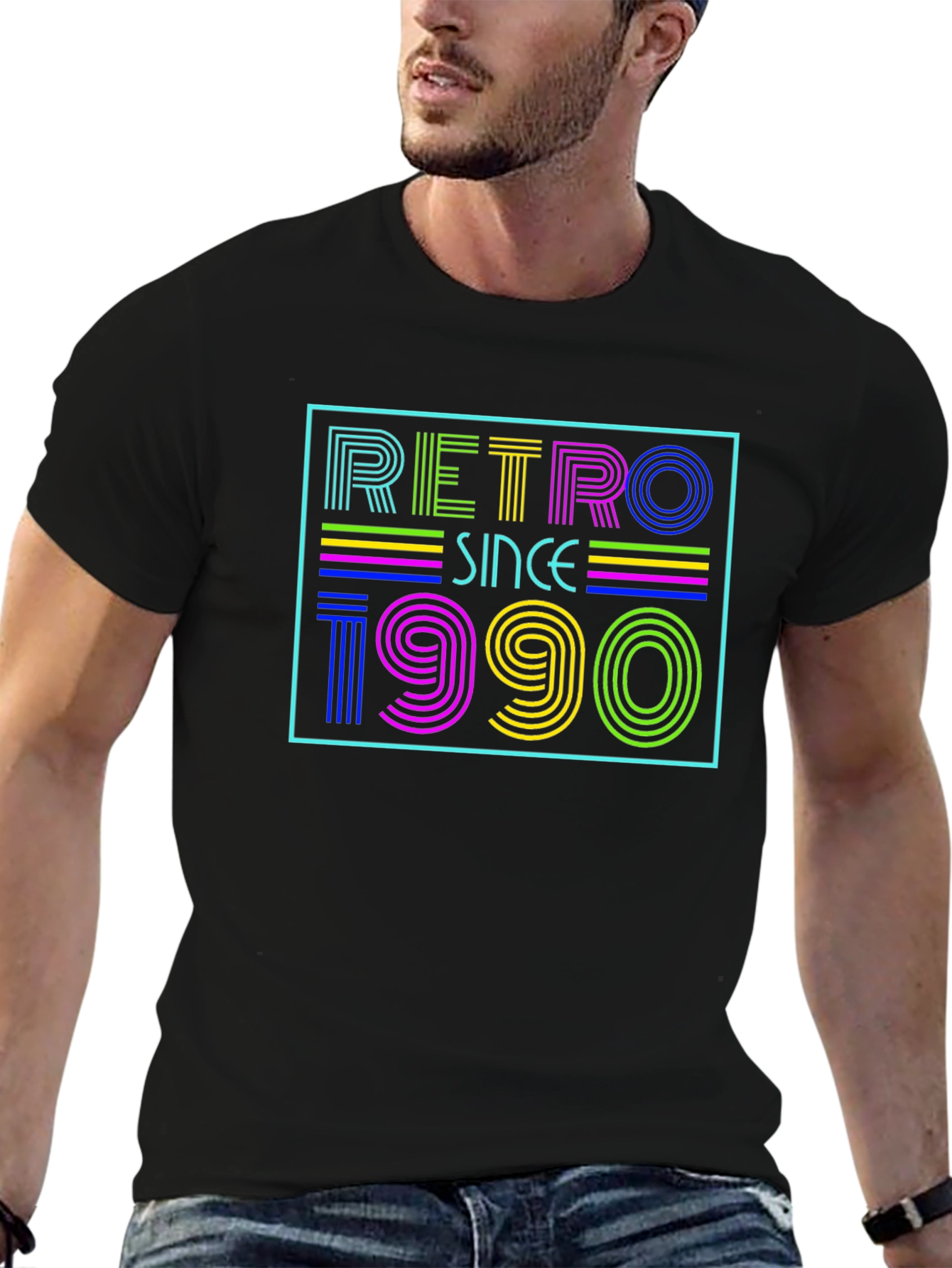 Black Retro Since 1990 Graphic Tee view 6
