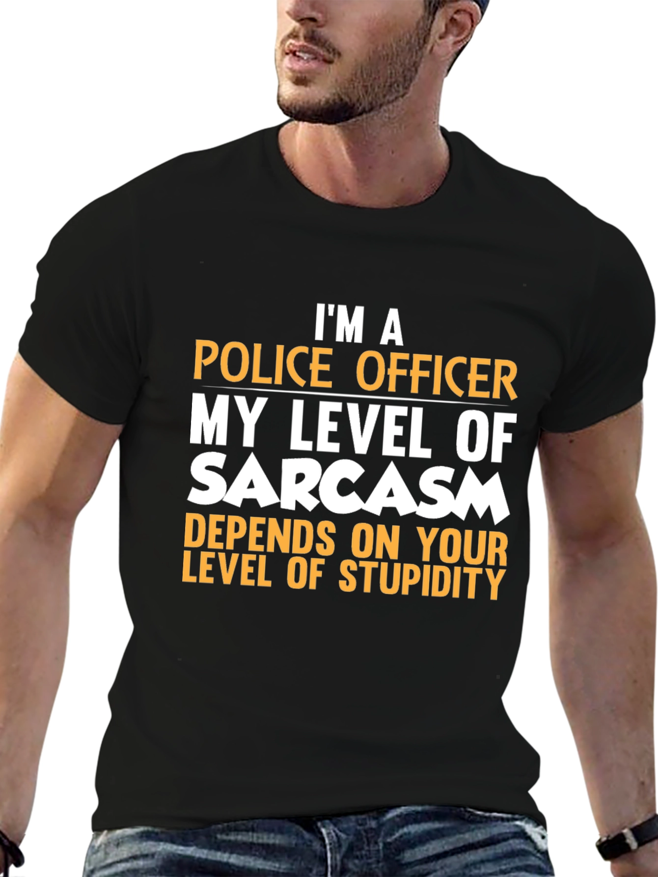 Black Sarcastic Police Officer Graphic Tee view 6