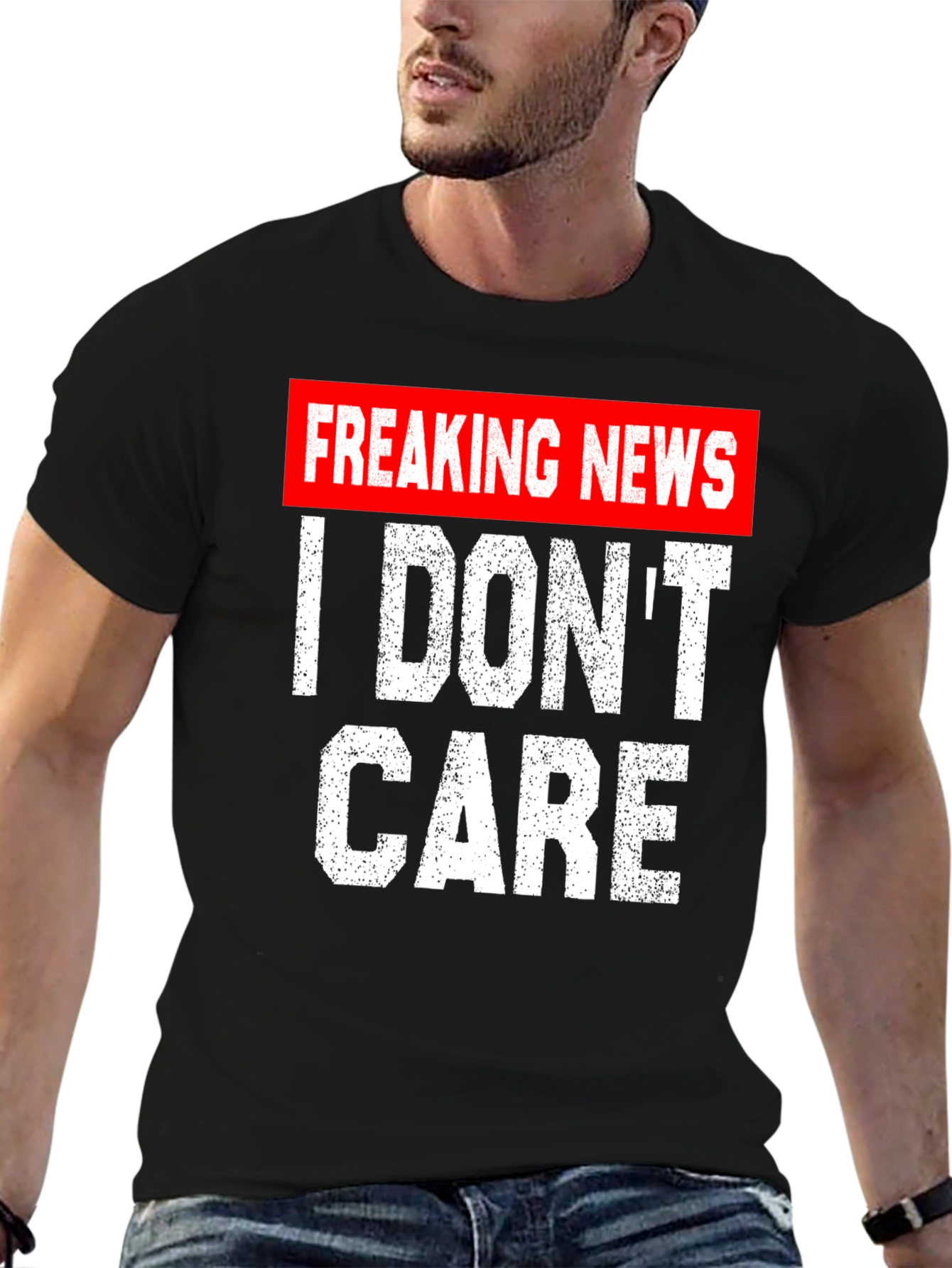Black Freaking News I Don't Care T-Shirt view 6