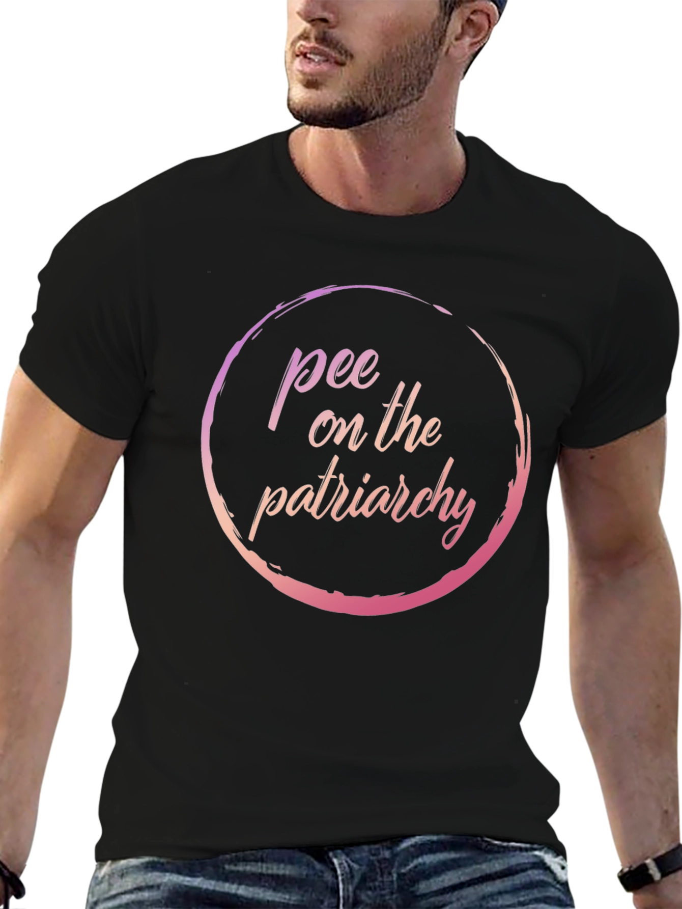 Black Pee on the Patriarchy Graphic Tee - Black view 6