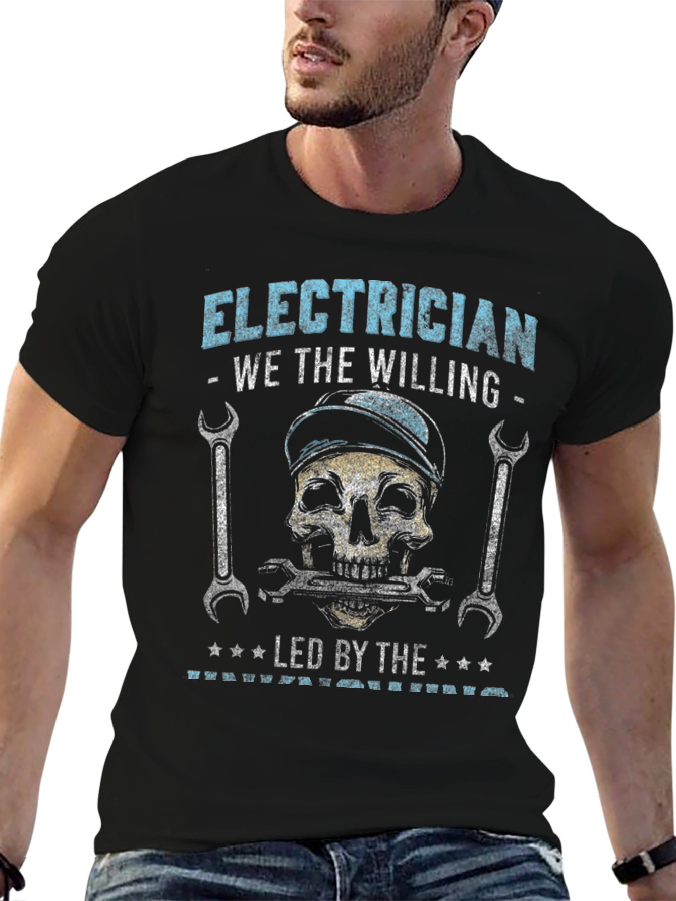 Black Electrician Skull Graphic T-Shirt - We The Willing view 6