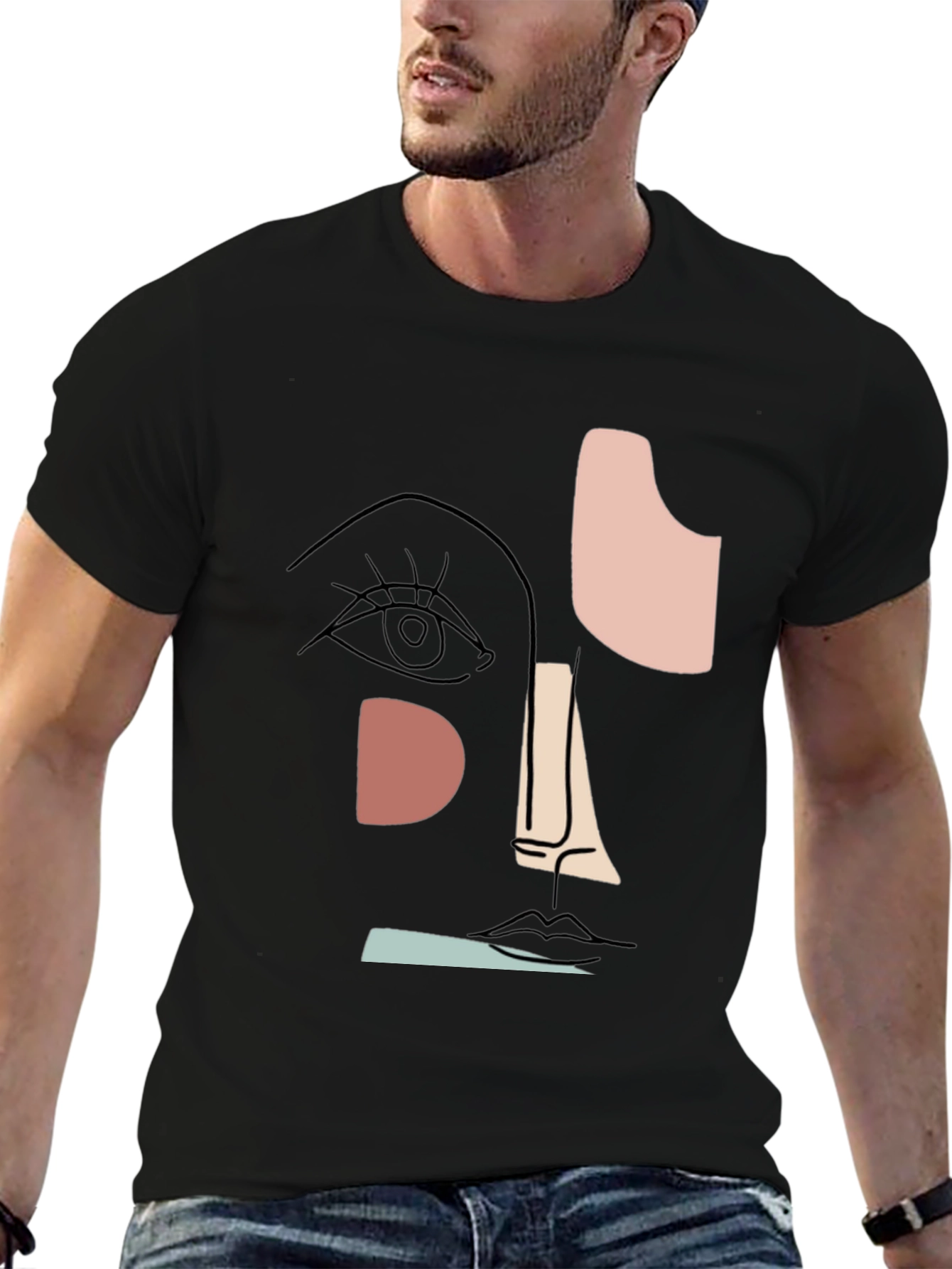 Abstract Face Graphic T-Shirt - Modern Art Tee - 6