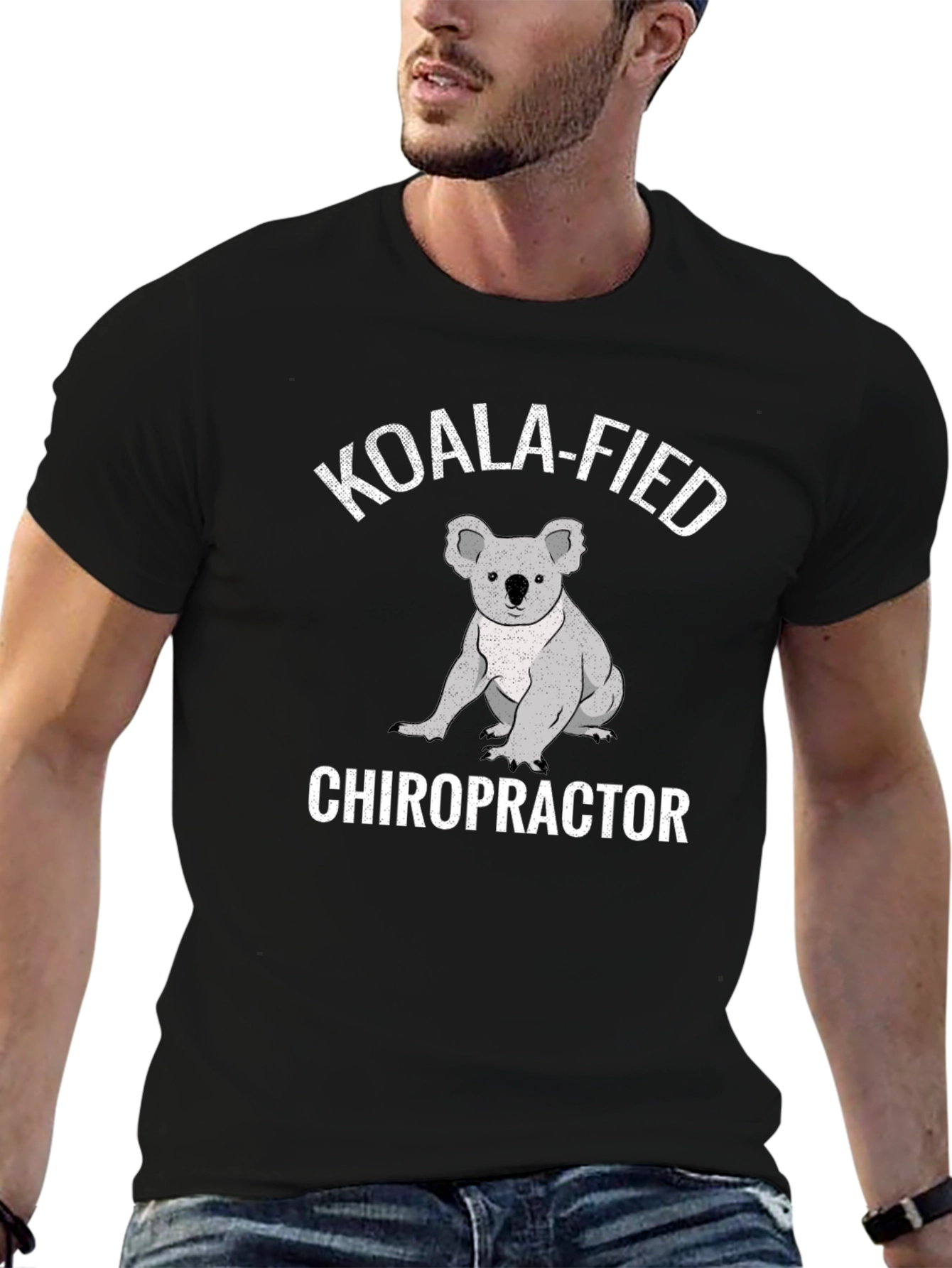 Black Koala-Fied Chiropractor T-Shirt view 6