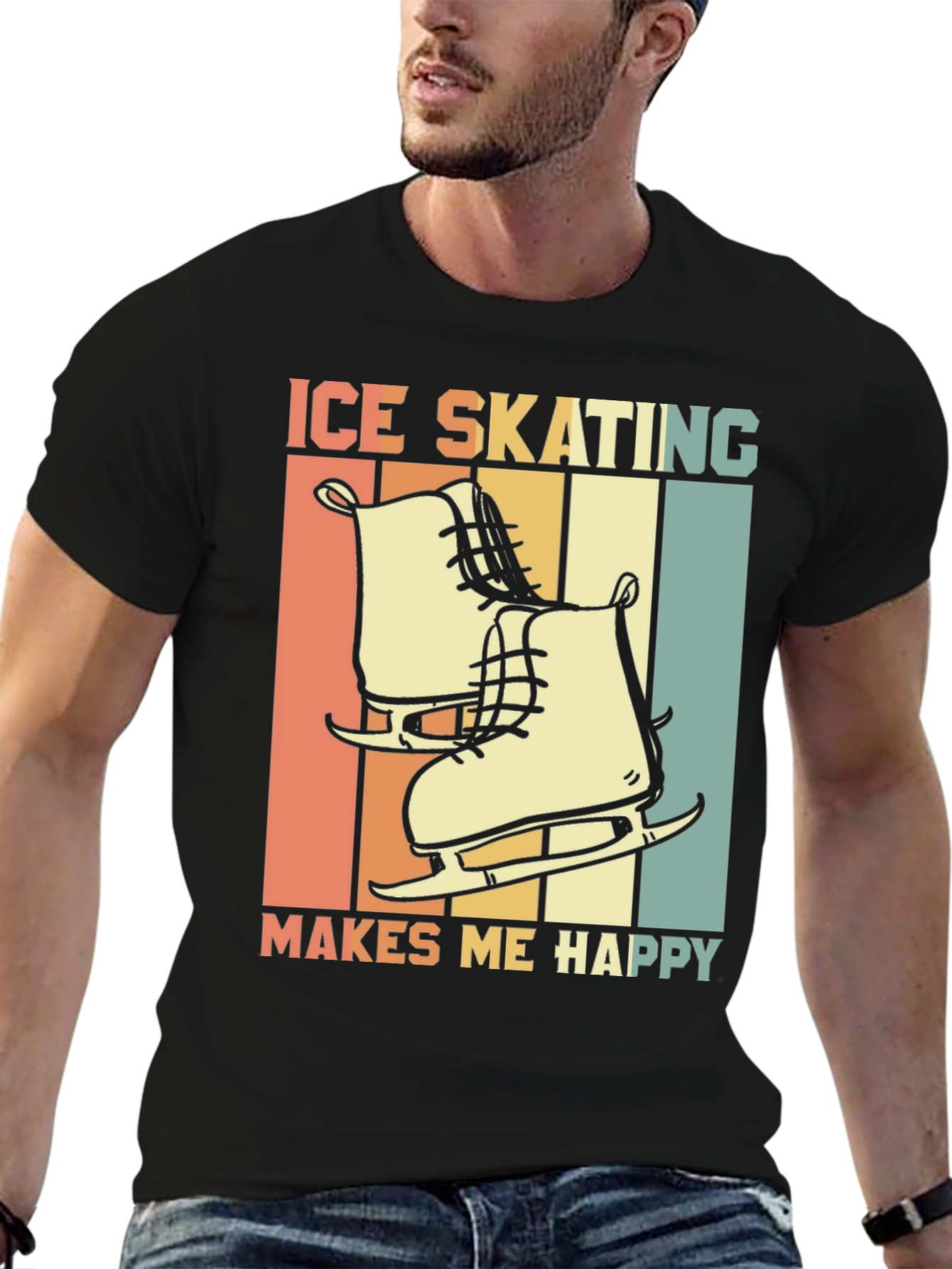 Black Ice Skating Makes Me Happy Graphic Tee view 6