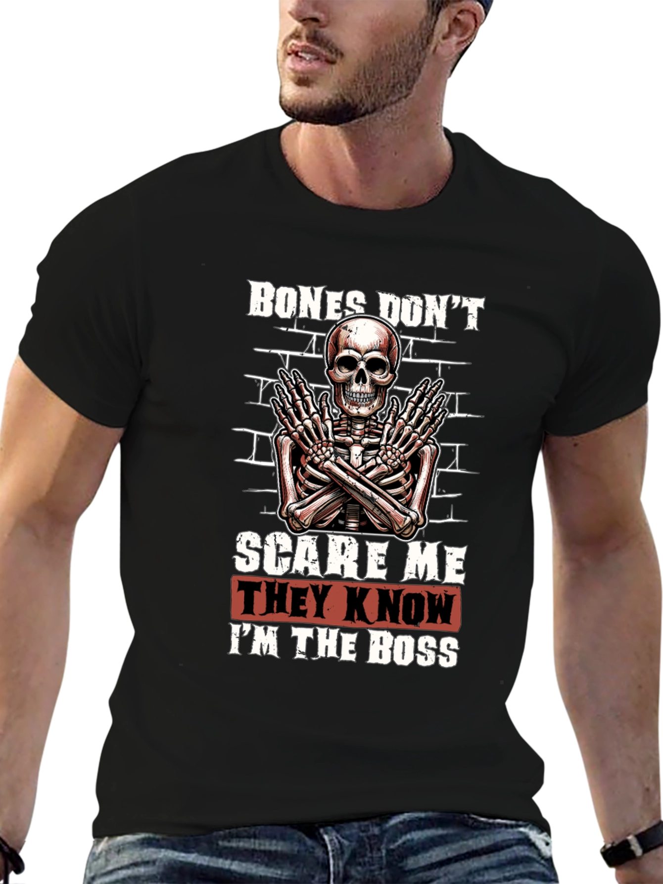 Black Bones Don't Scare Me Skeleton Graphic Tee view 6