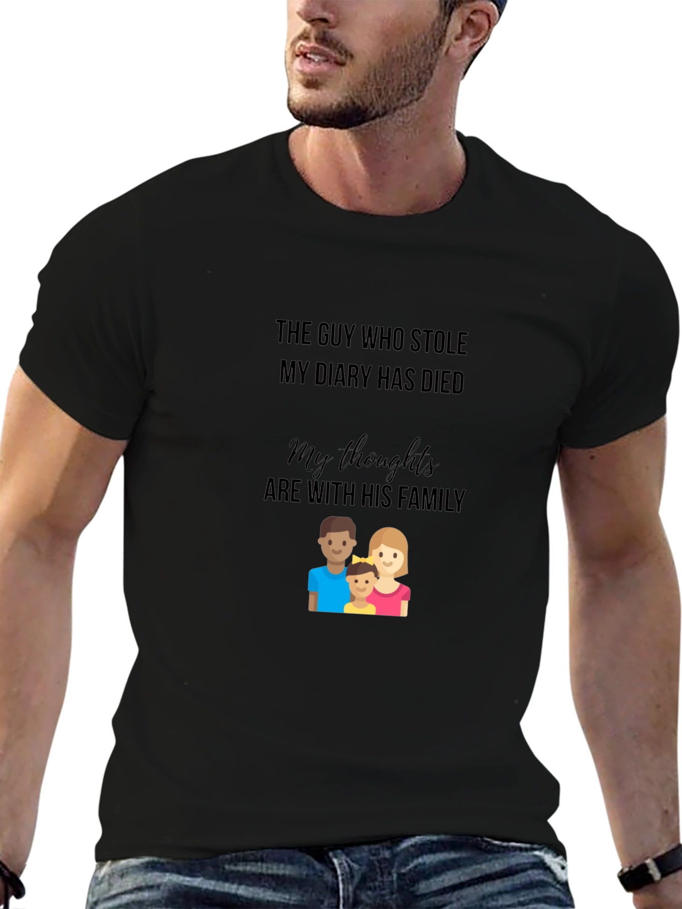 Black Humorous 'The Guy Who Stole My Diary' Graphic T-Shirt view 6