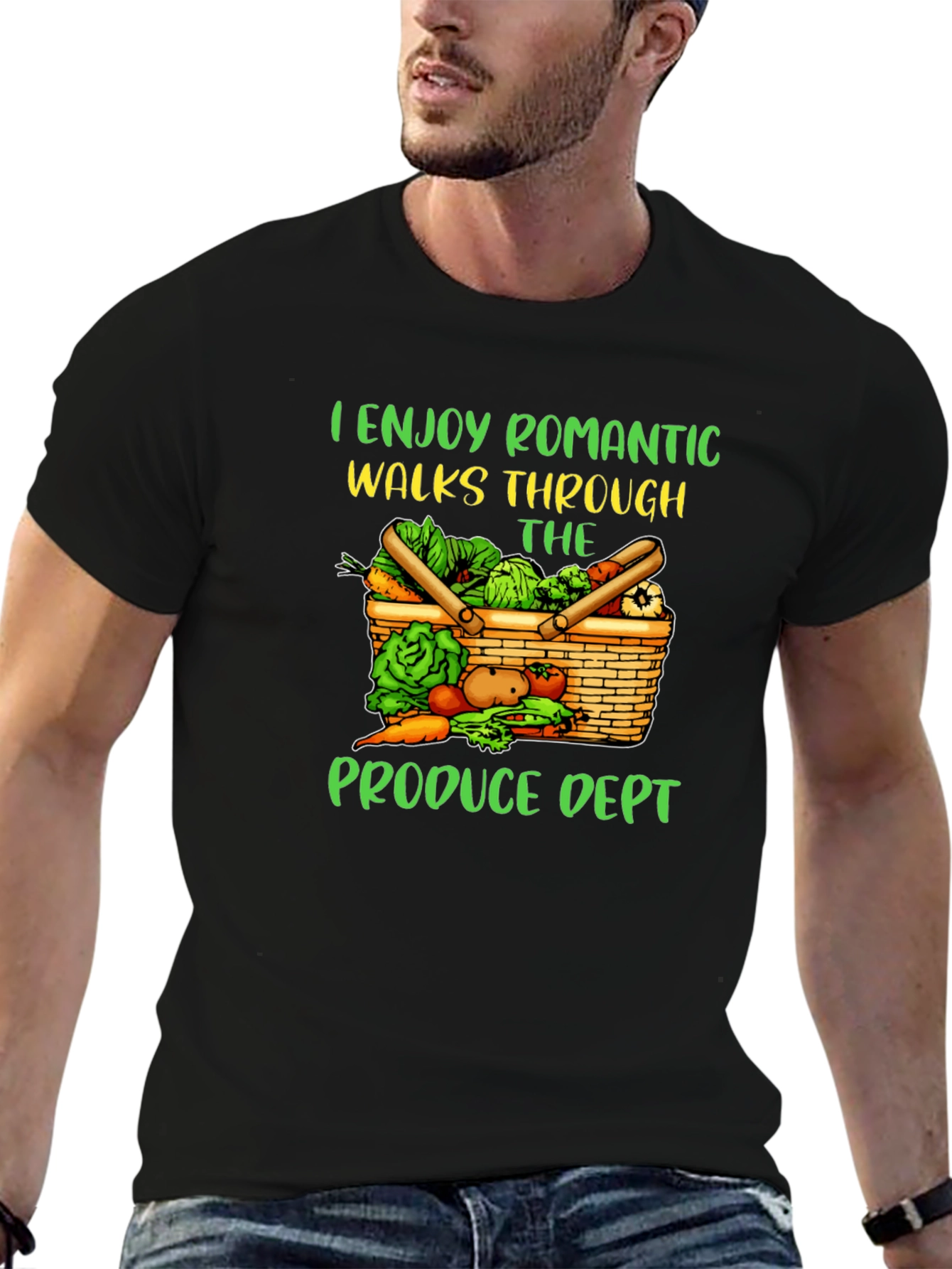 Black Romantic Walks Produce Dept T-Shirt view 6