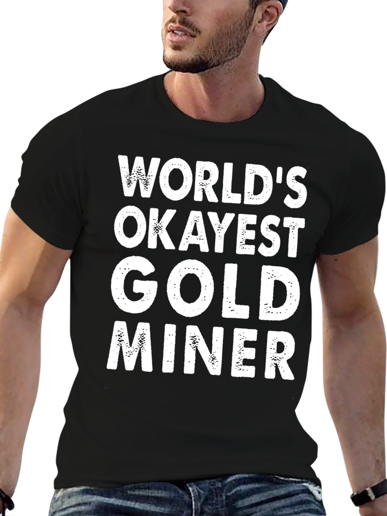 Black World's Okayest Gold Miner Graphic T-Shirt view 6