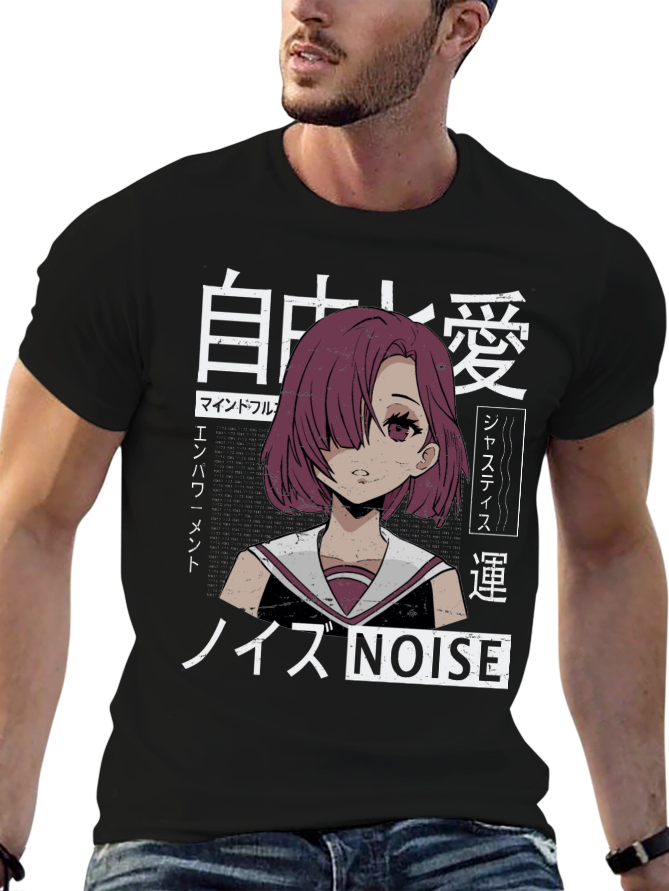 Black Anime Girl Graphic Tee - Japanese Aesthetic Shirt view 6