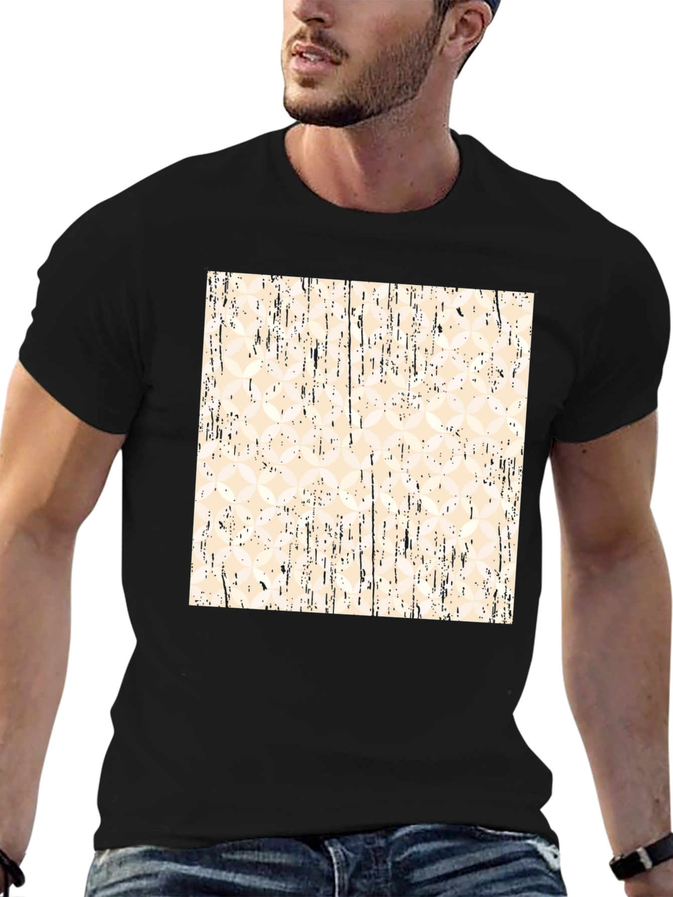 Black Modern Pattern Black T-Shirt view 6