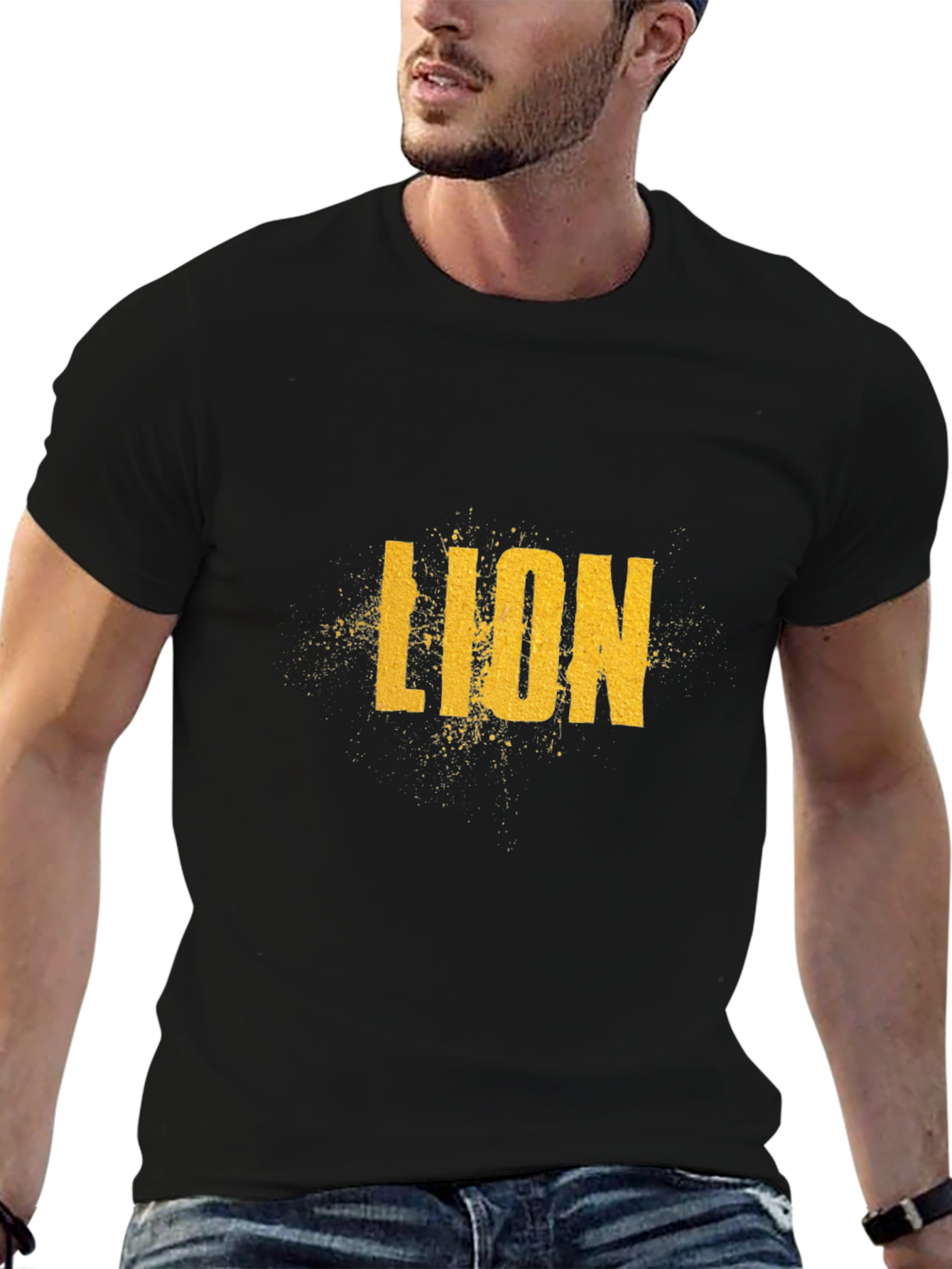 Black Lion Graphic Print Black T-Shirt view 6