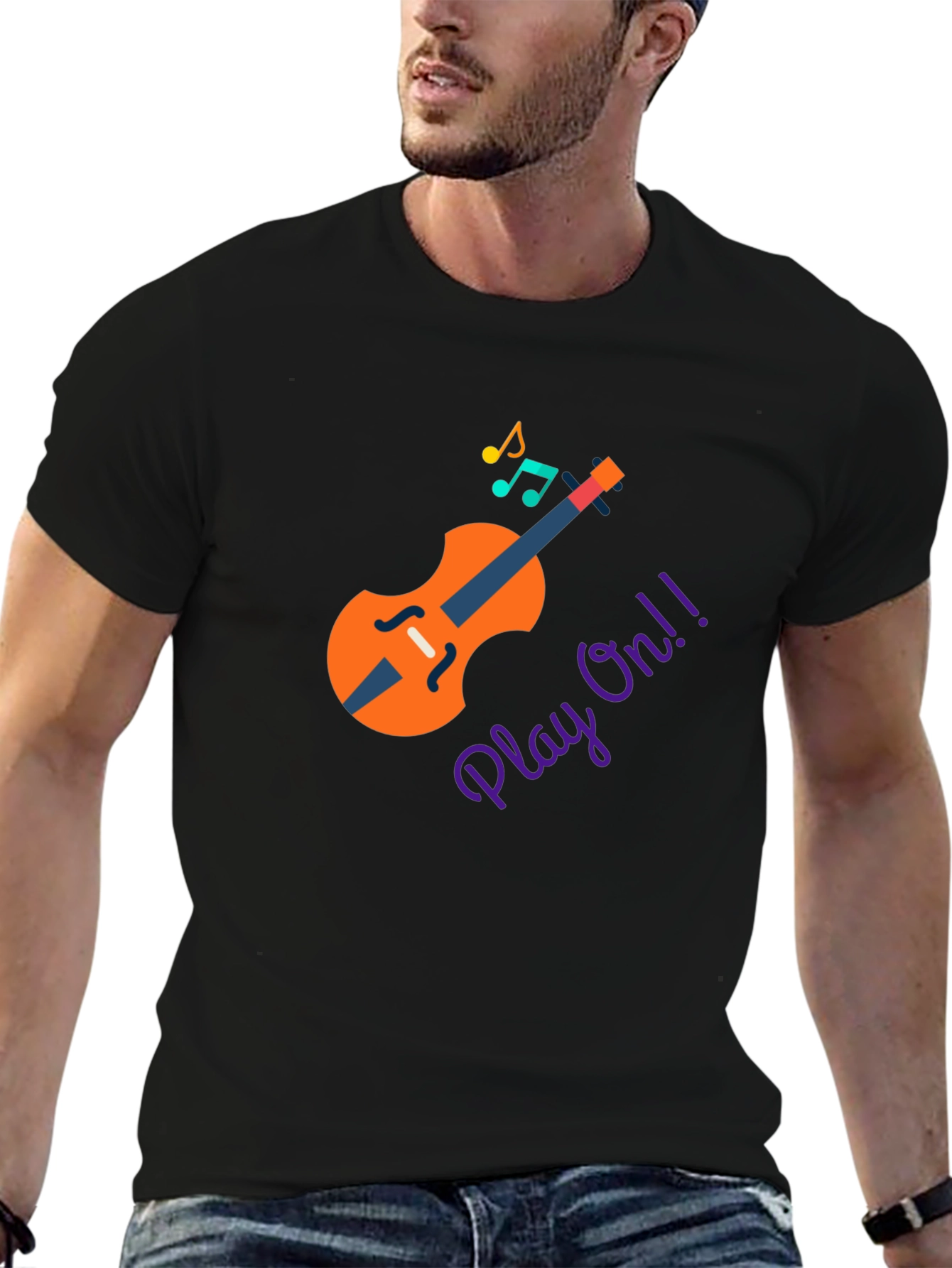 Black Play On! Musical Instrument T-Shirt view 6