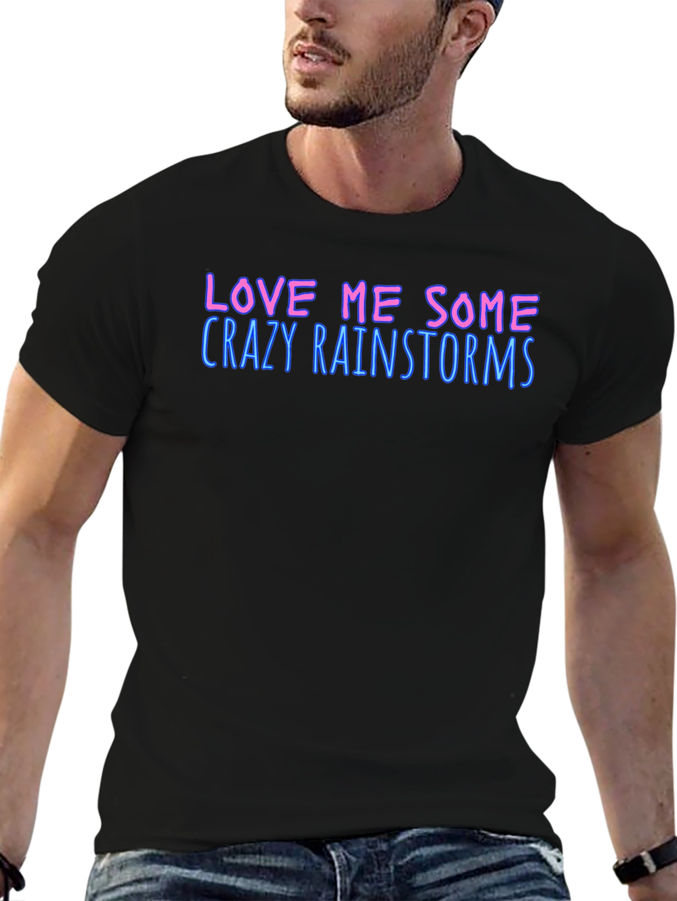 Black Love Me Some Crazy Rainstorms Black T-Shirt view 6