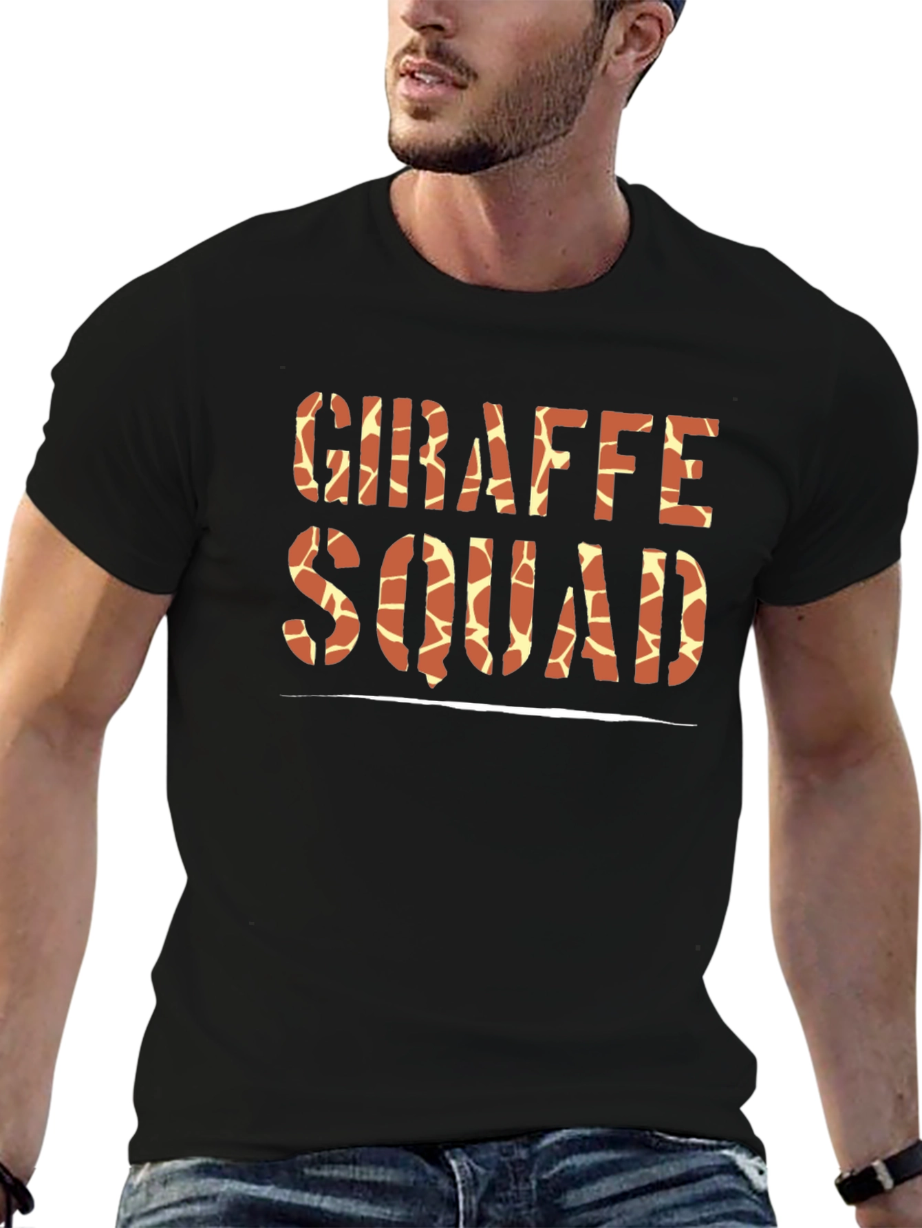 Black Giraffe Squad Graphic Tee - Black Cotton Crew Neck T-Shirt view 6