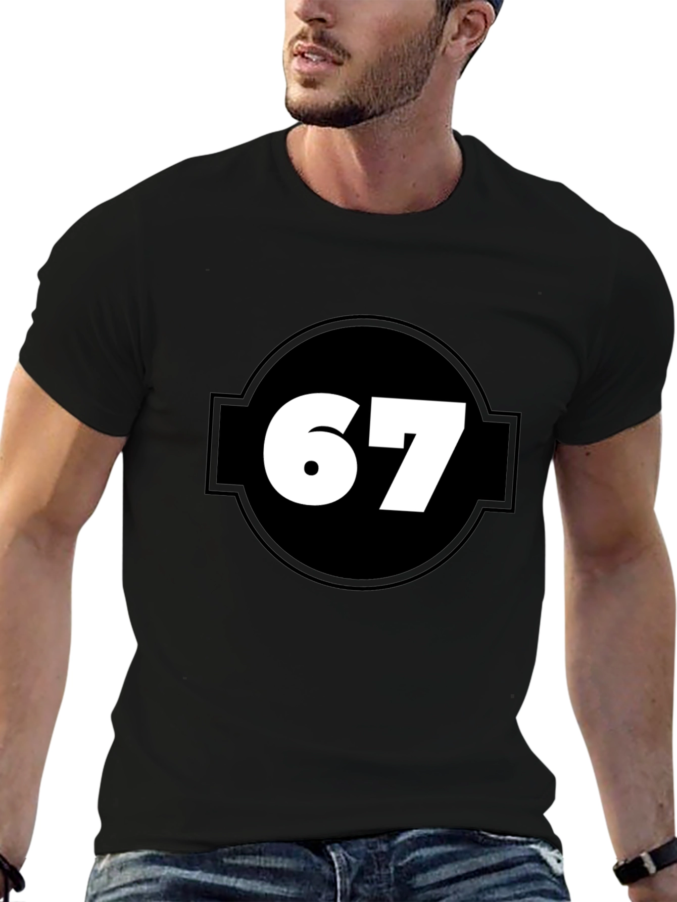 Black 67 Graphic Print Black Cotton T-Shirt view 6