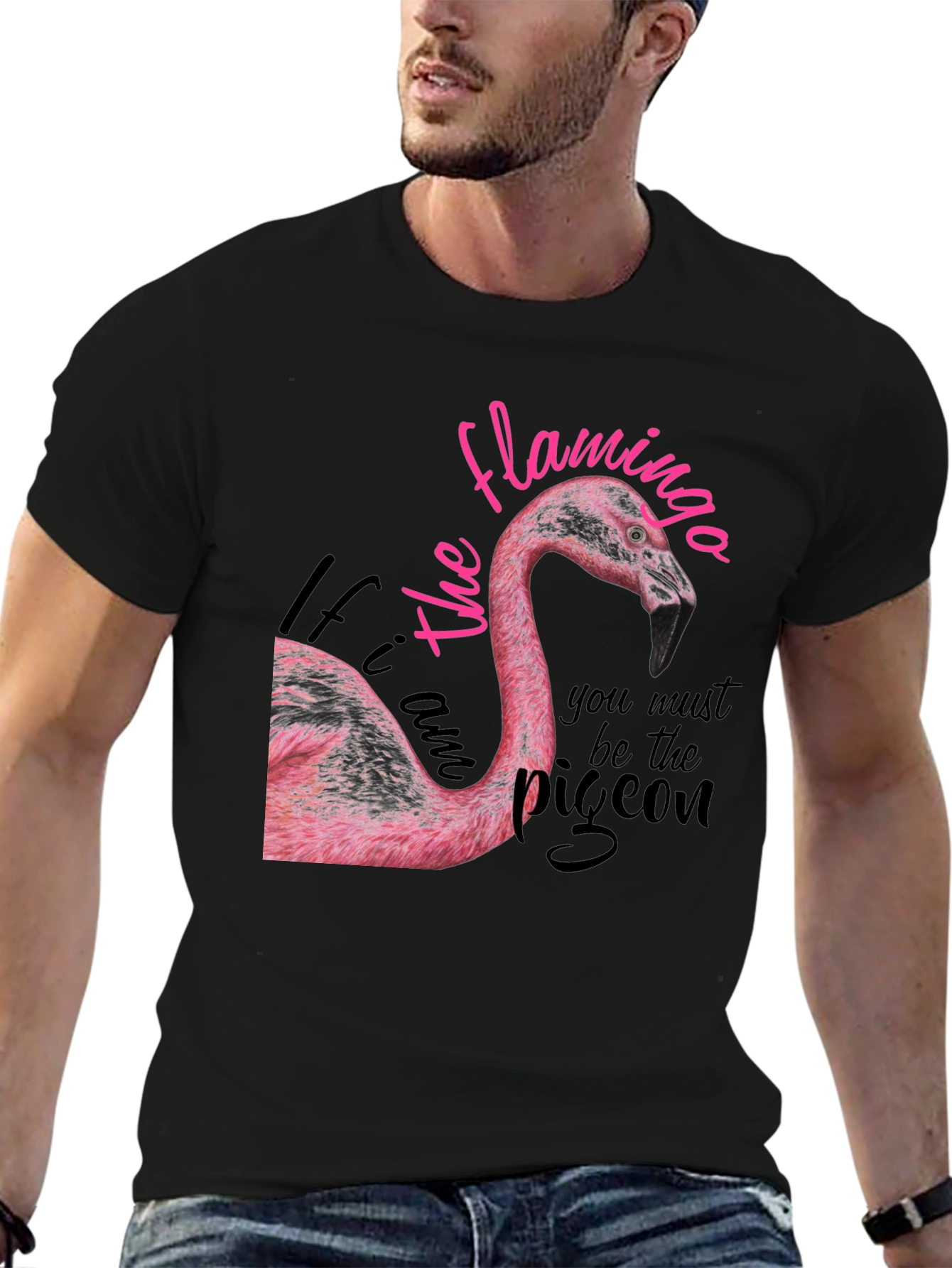 Black Flamingo Graphic Print Tee - Be the Flamingo T-Shirt view 6
