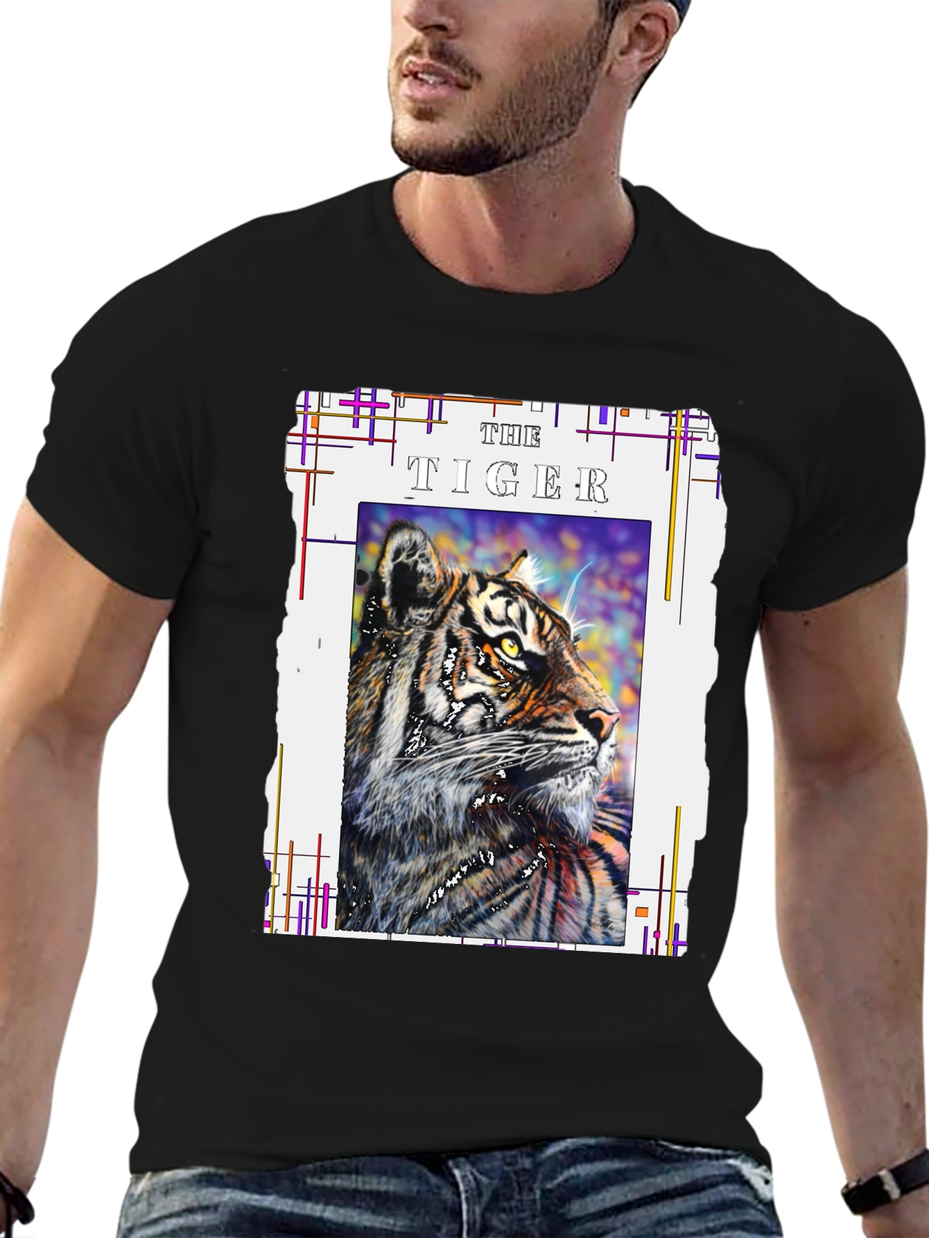 Black The Tiger Graphic T-Shirt view 6