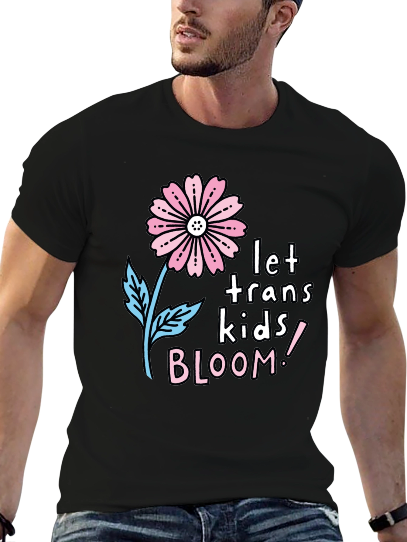 Black Let Trans Kids Bloom Graphic Tee - Black view 6