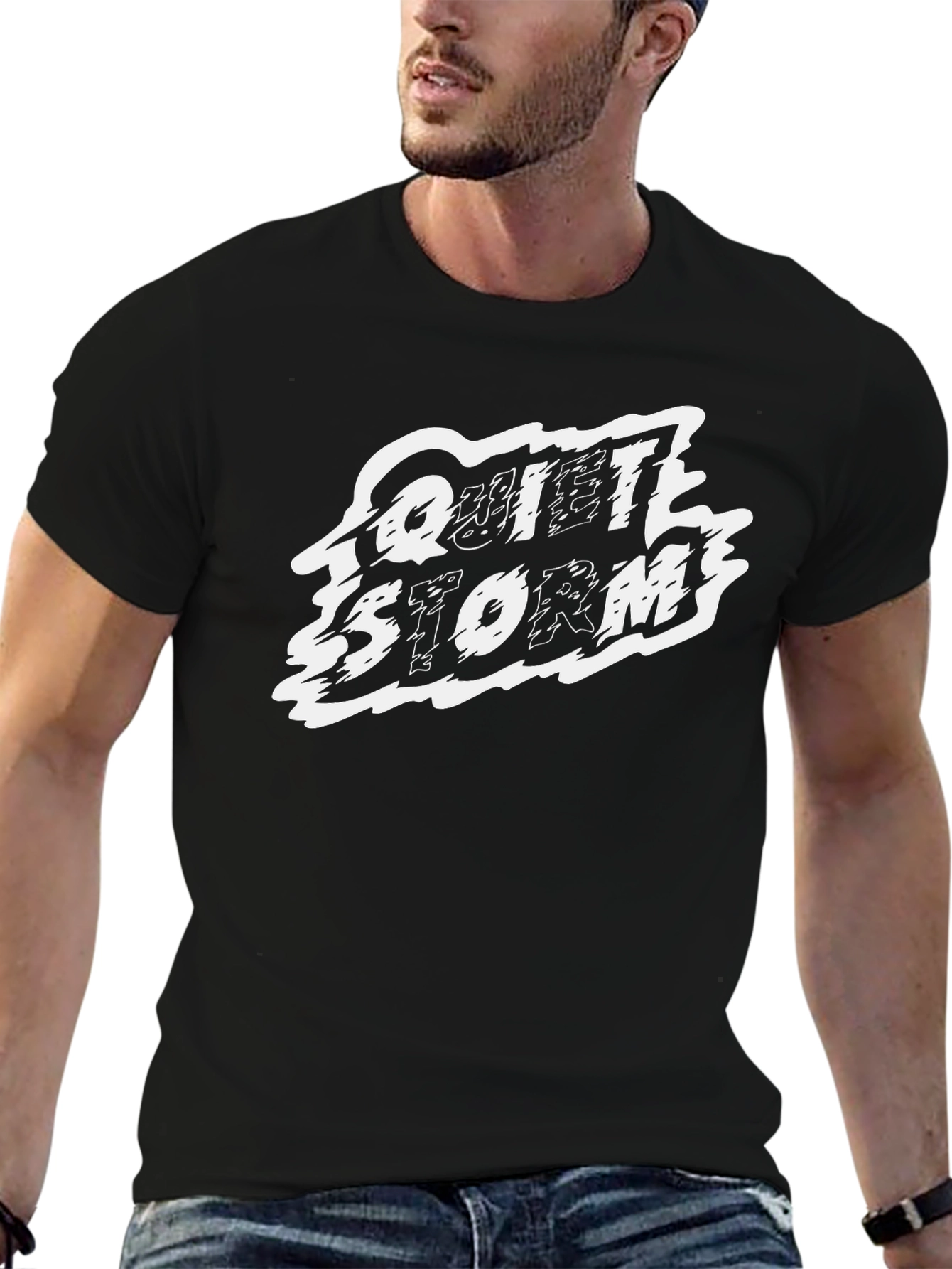 Black Quiet Storm Graphic Print Crew Neck T-Shirt view 6