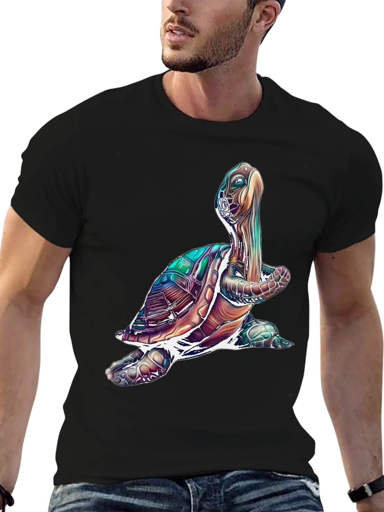 Black Turtle Graphic Tee - Cool Sea Turtle T-Shirt view 6