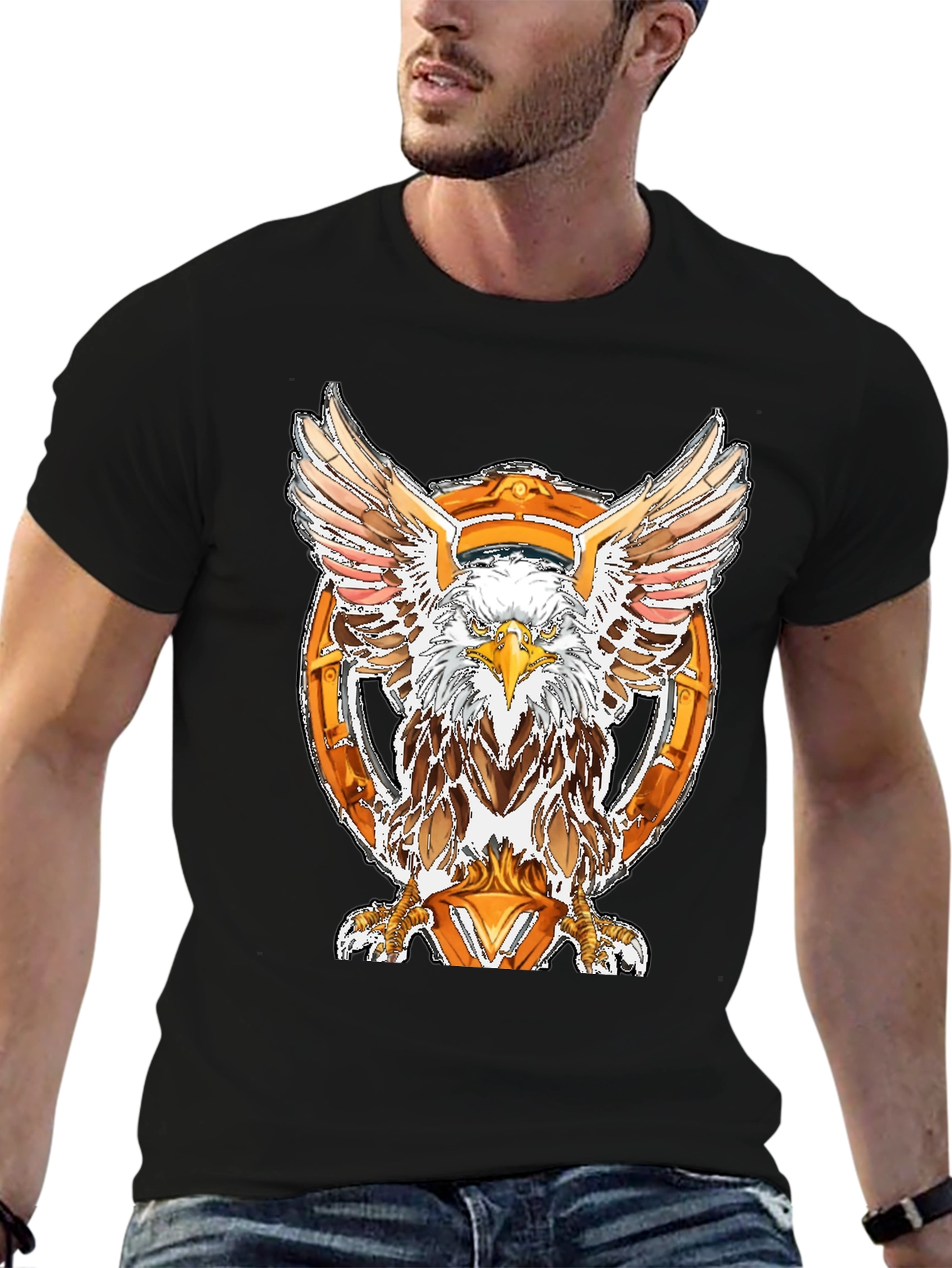 Black Eagle Emblem Black T-Shirt view 6