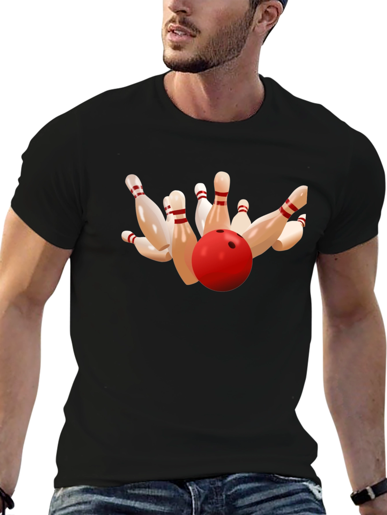 Black Bowling Strike Graphic Tee - Black view 6