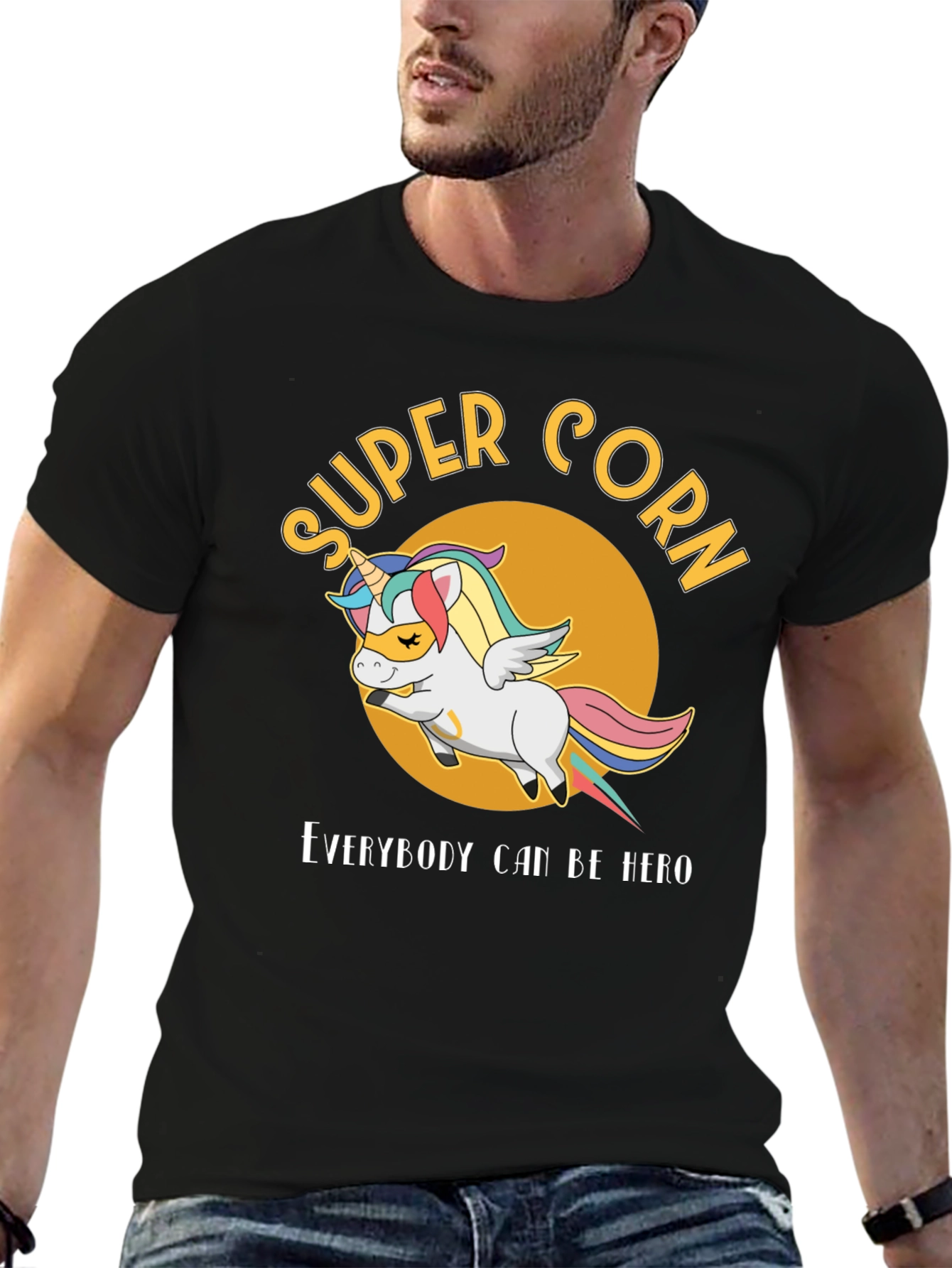Black Super Corn Hero T-Shirt view 6