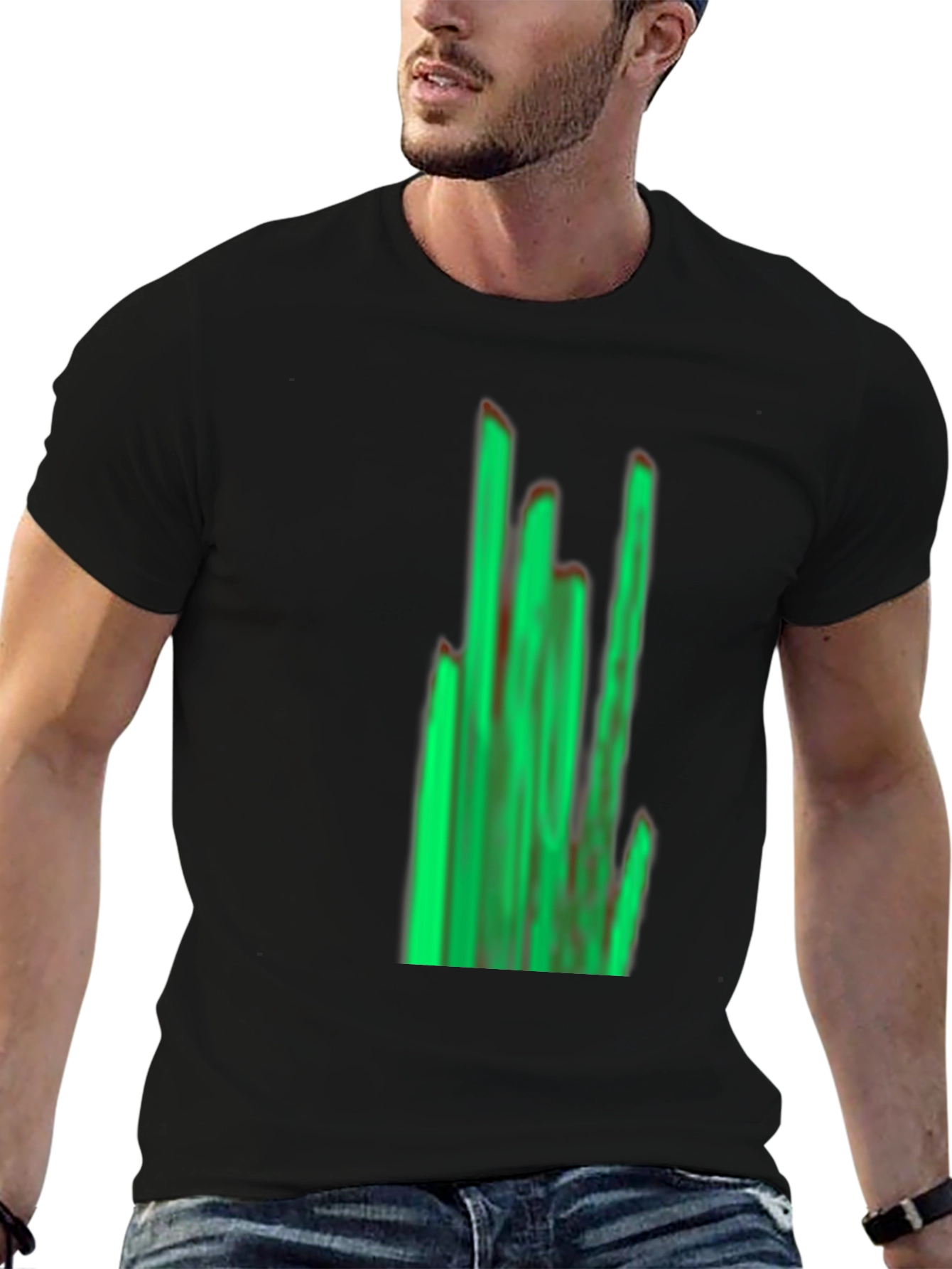 Black Green Graphic Black T-Shirt view 6