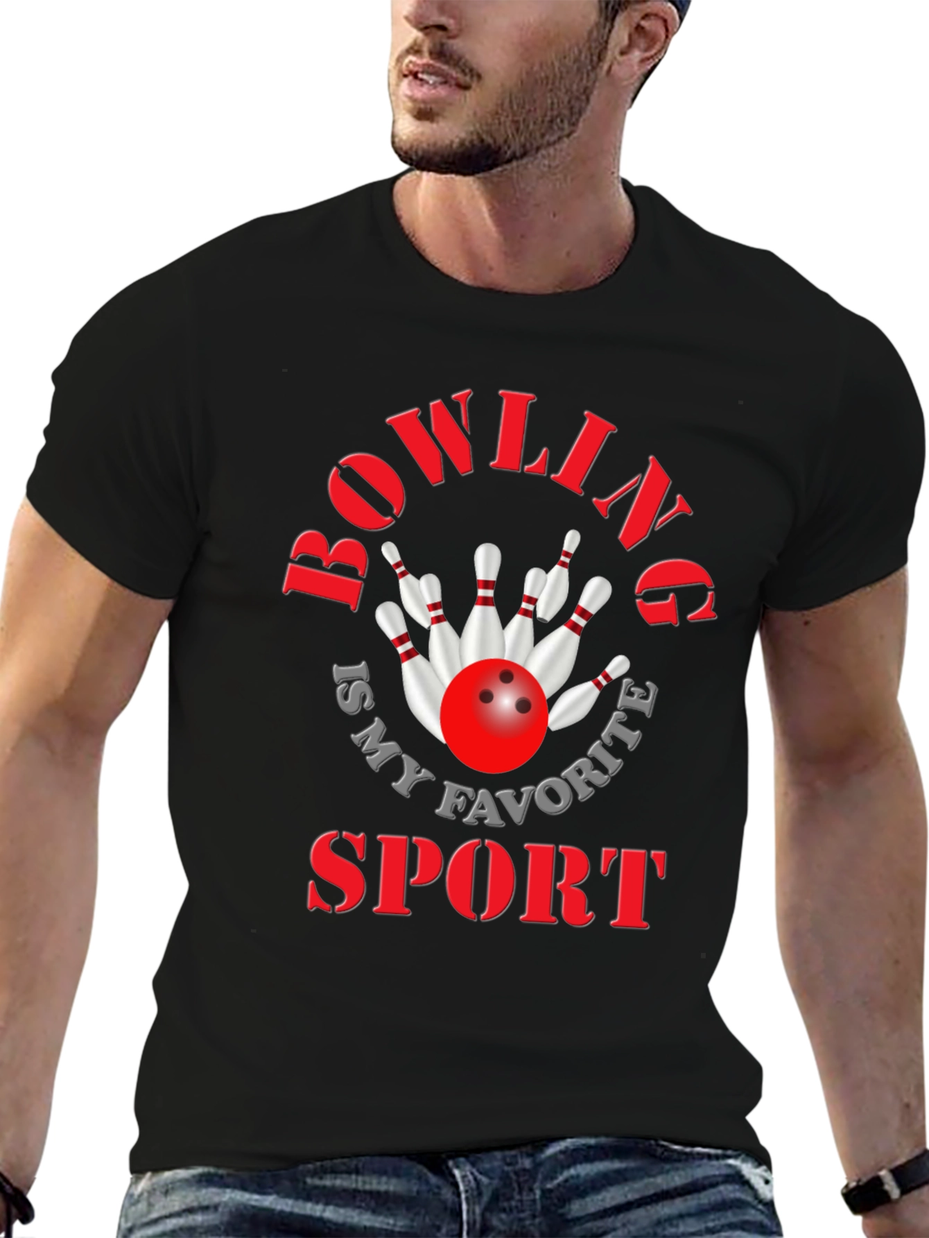 Black Bowling Is My Favorite Sport Graphic Tee view 6