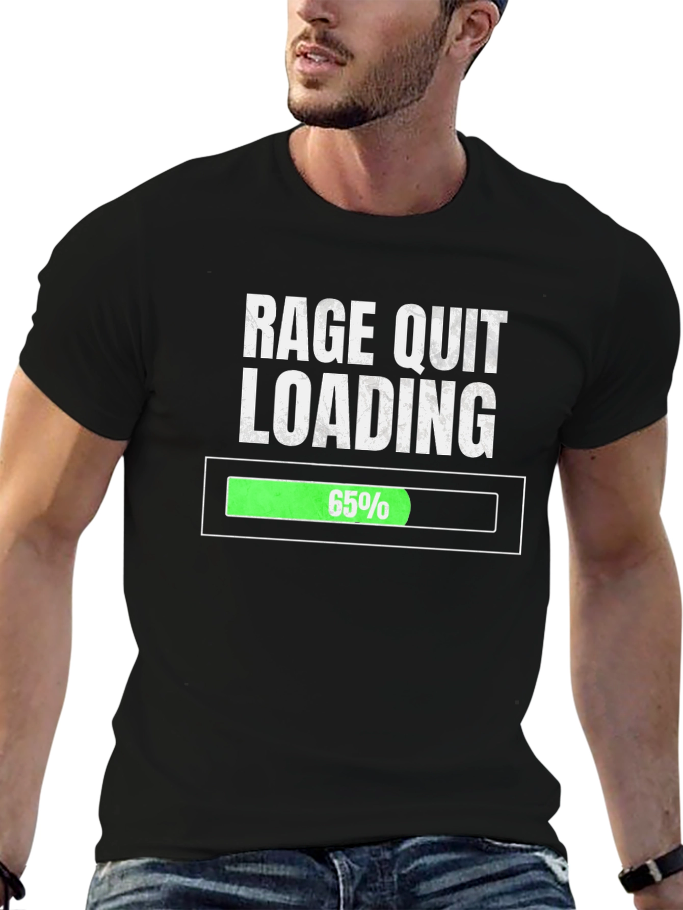 Black Rage Quit Loading T-Shirt - Gamer Humor Tee view 6