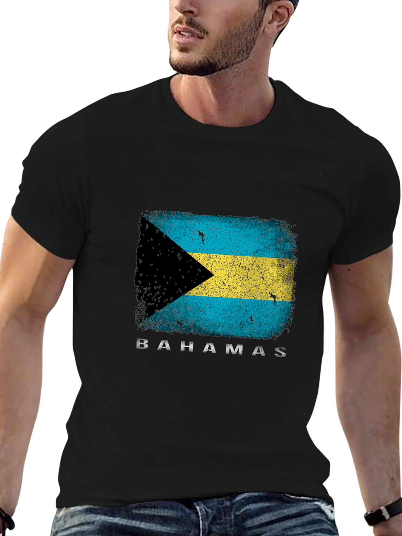 Black Bahamas Flag Graphic T-Shirt - Black view 6