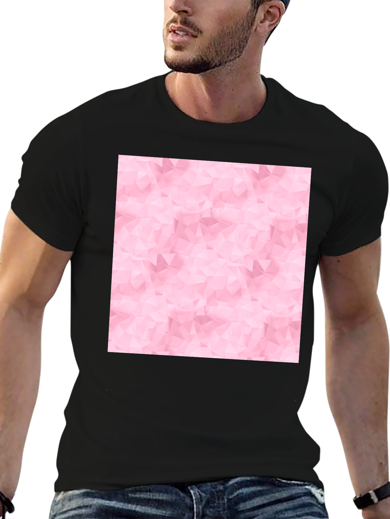 Black Abstract Pink Pattern Black T-Shirt view 6