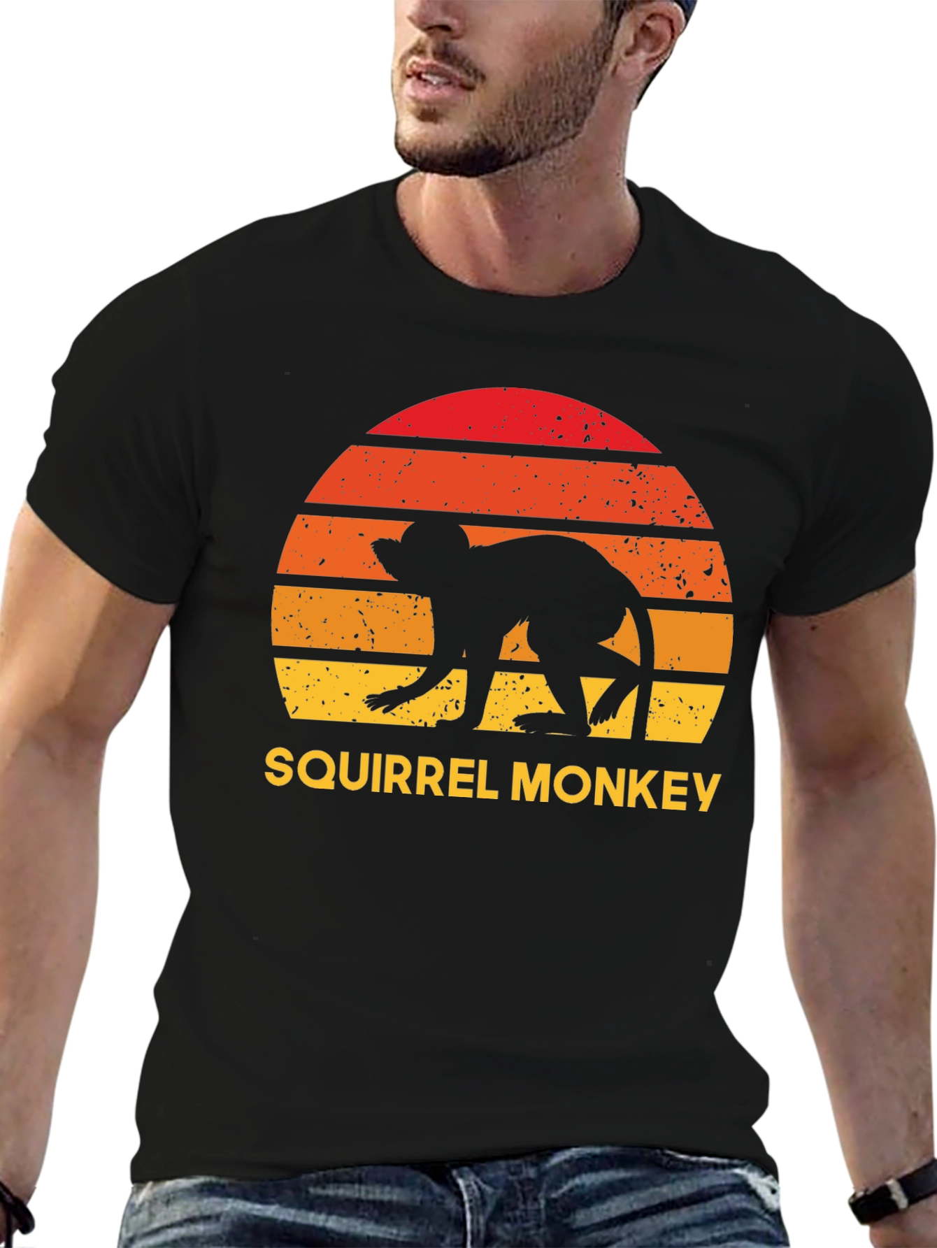 Black Squirrel Monkey Sunset Graphic Tee view 6