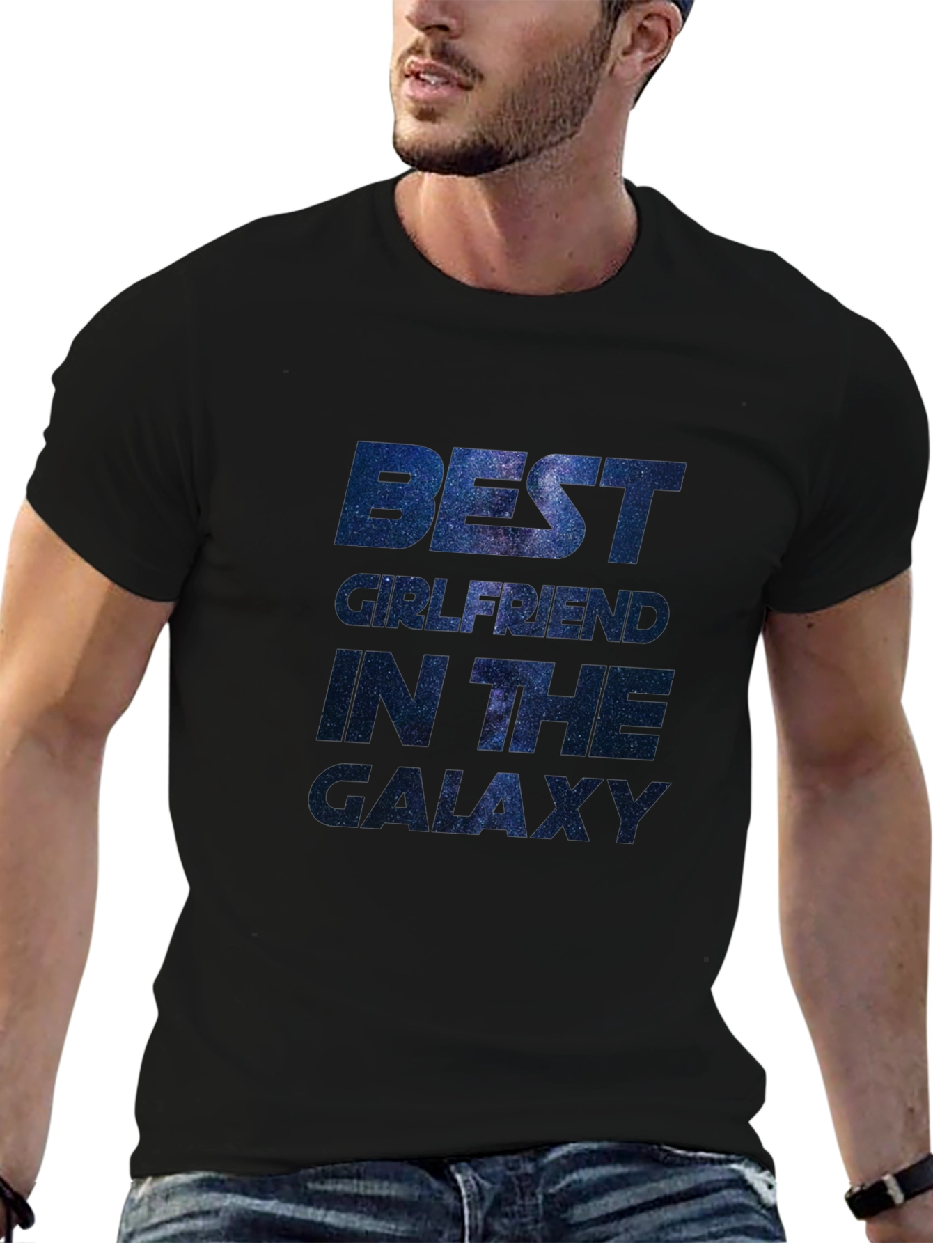 Black Best Girlfriend in the Galaxy Graphic T-Shirt - Black view 6