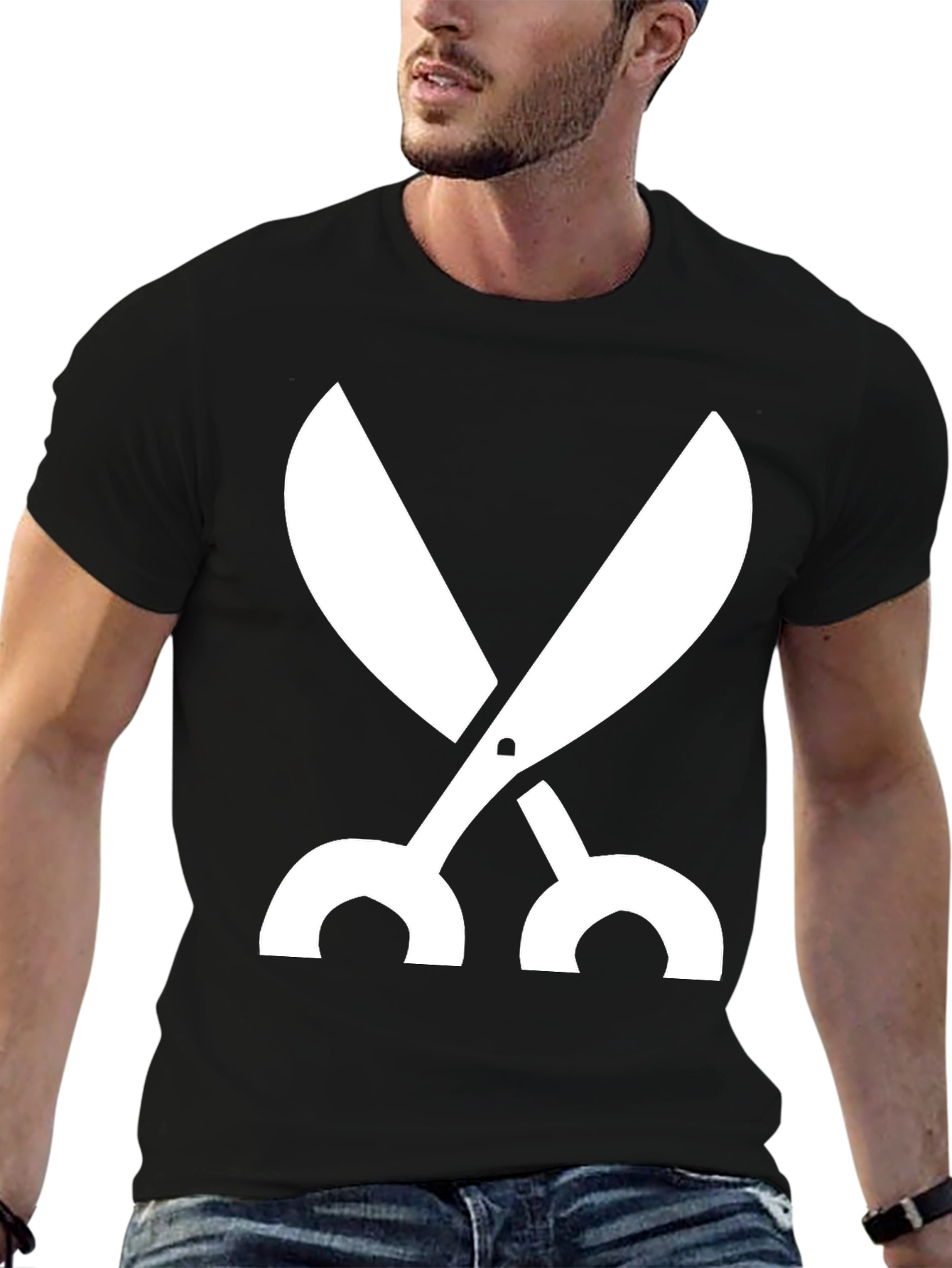 Black Scissors Graphic Black T-Shirt view 6