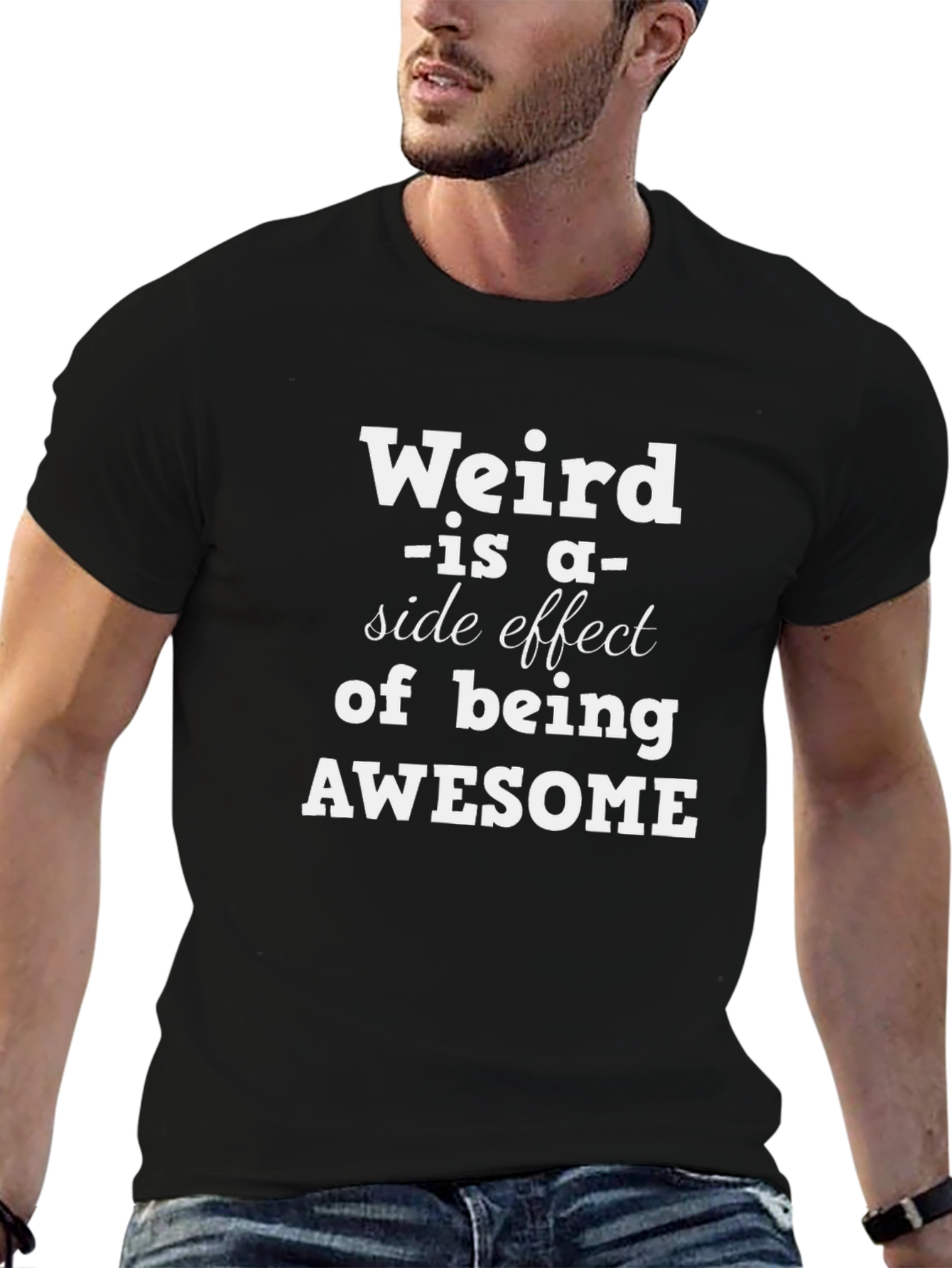 Black Weird is Awesome Funny Graphic Tee view 6