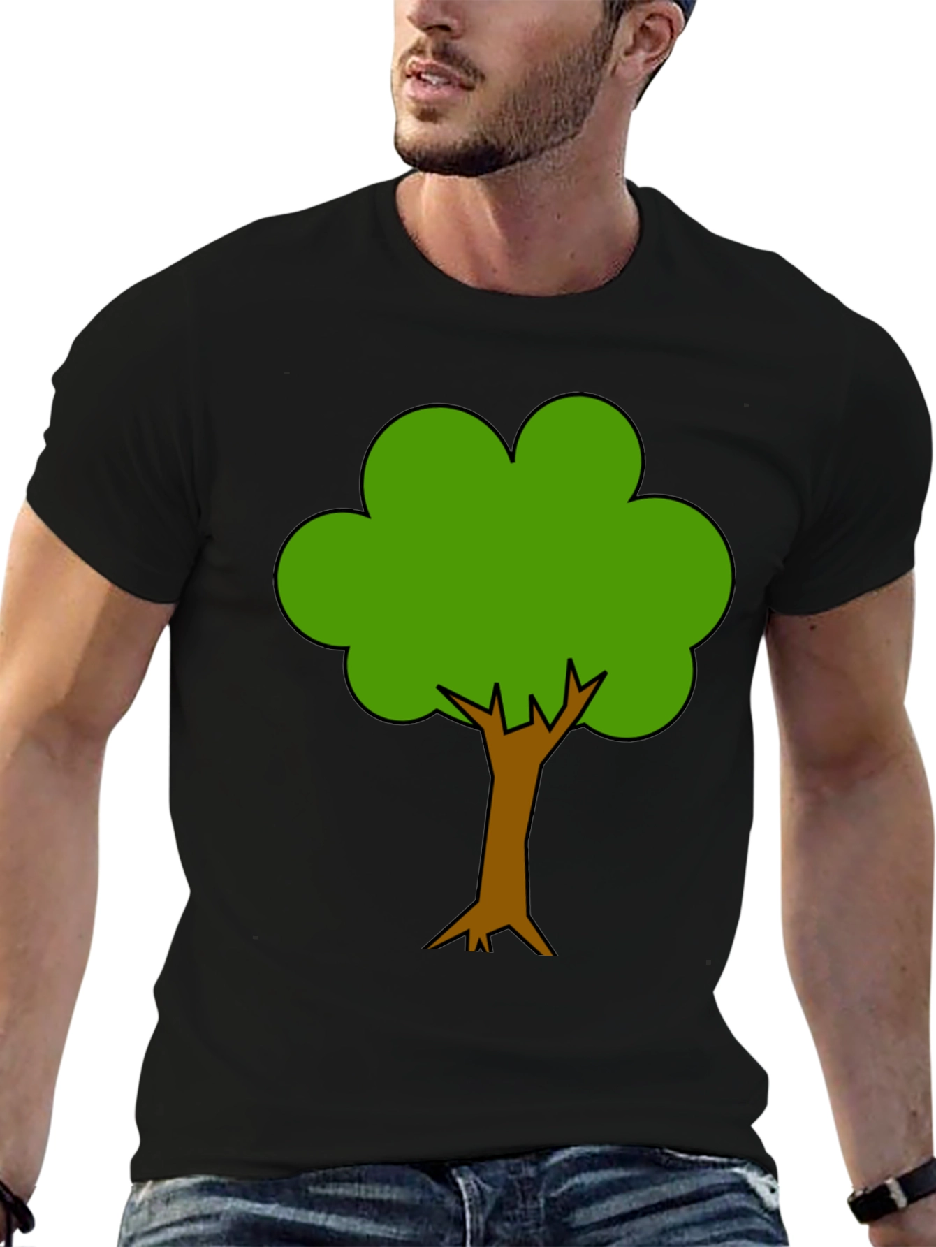 Black Tree Graphic T-Shirt - Black, Casual Style view 6