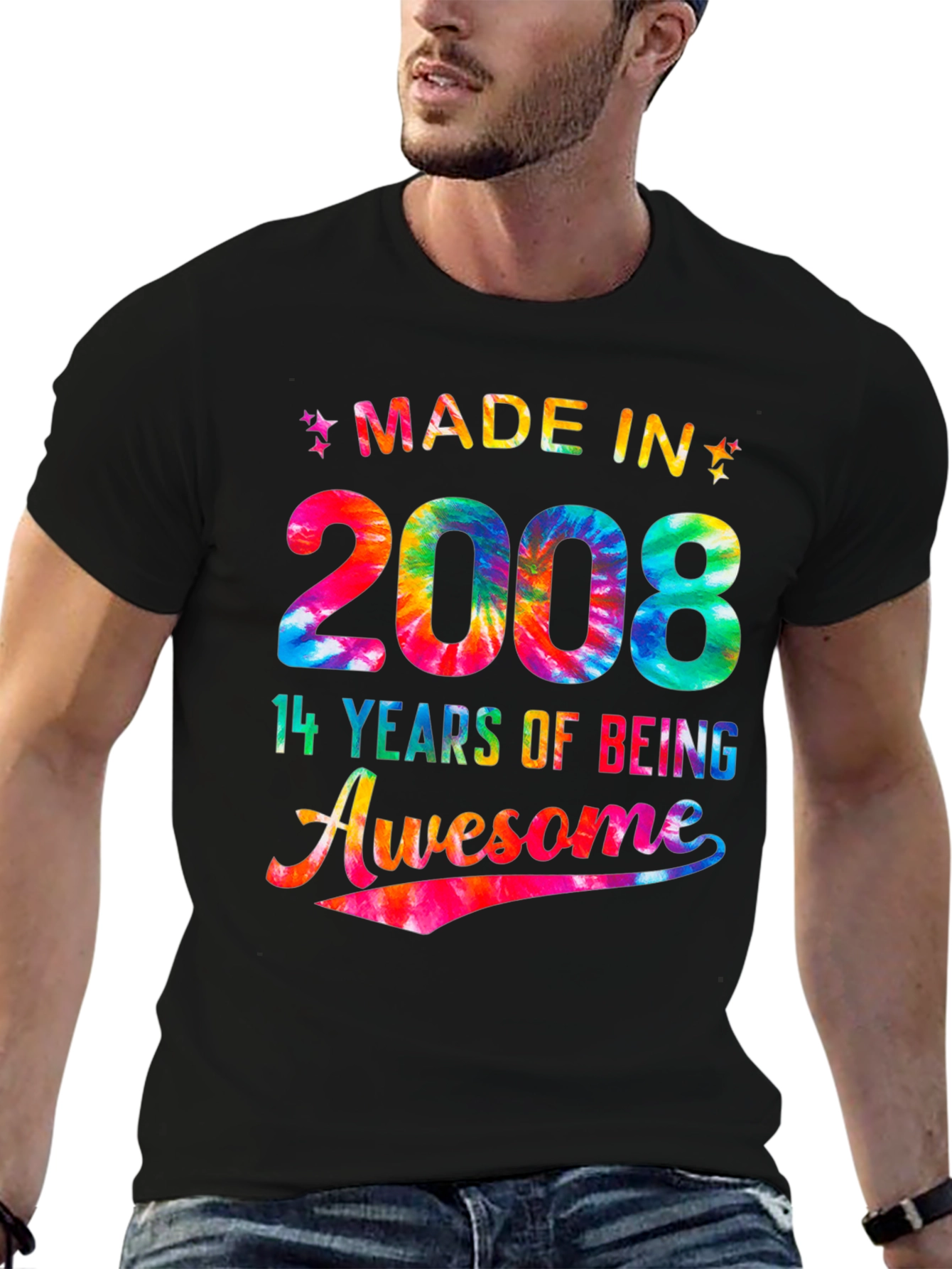 Black Made in 2008 - 14 Years of Being Awesome T-Shirt view 6